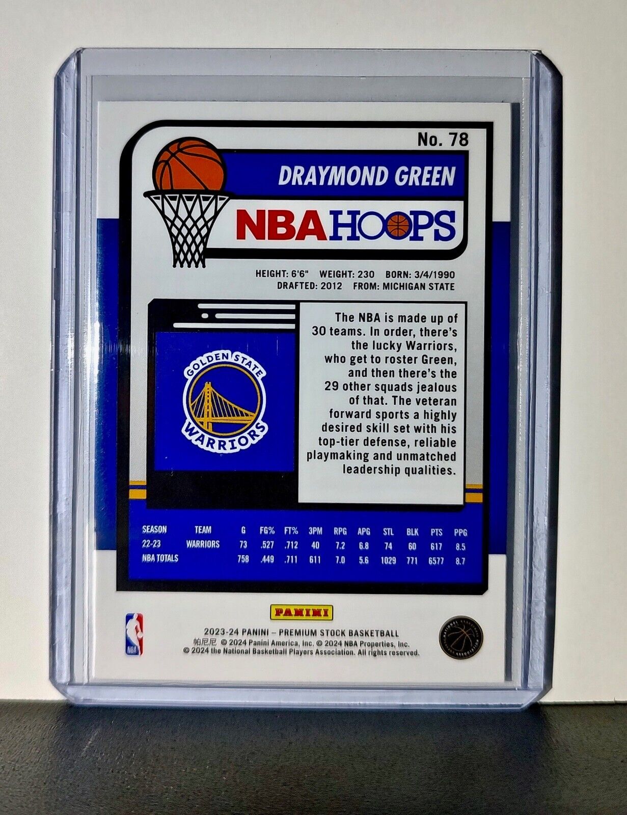 Draymond Green 2023-24 Panini Premium Stock NBA Hoops #78 Card Warriors