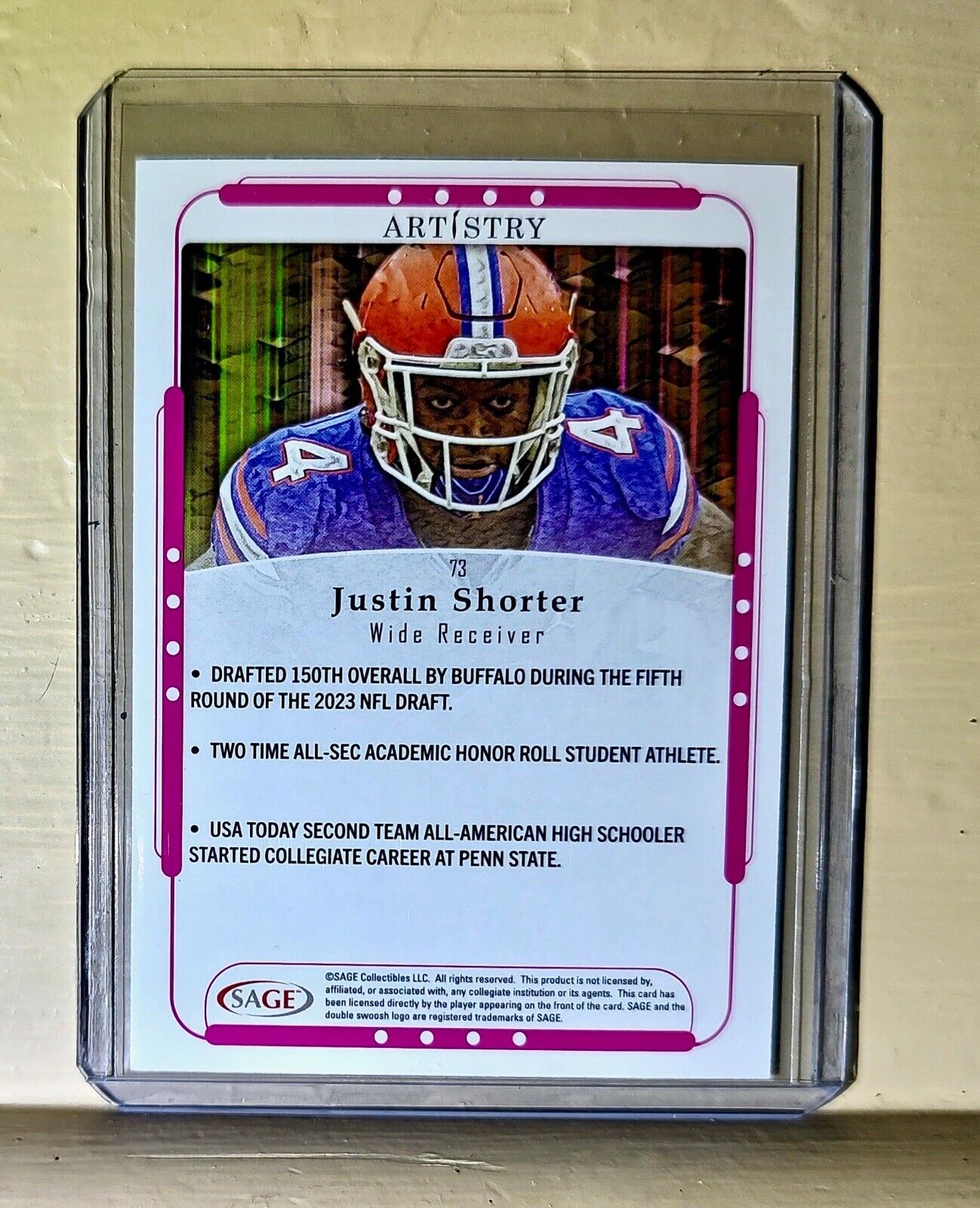 Justin Shorter 2023 SAGE NFL Artistry Football #73 Card