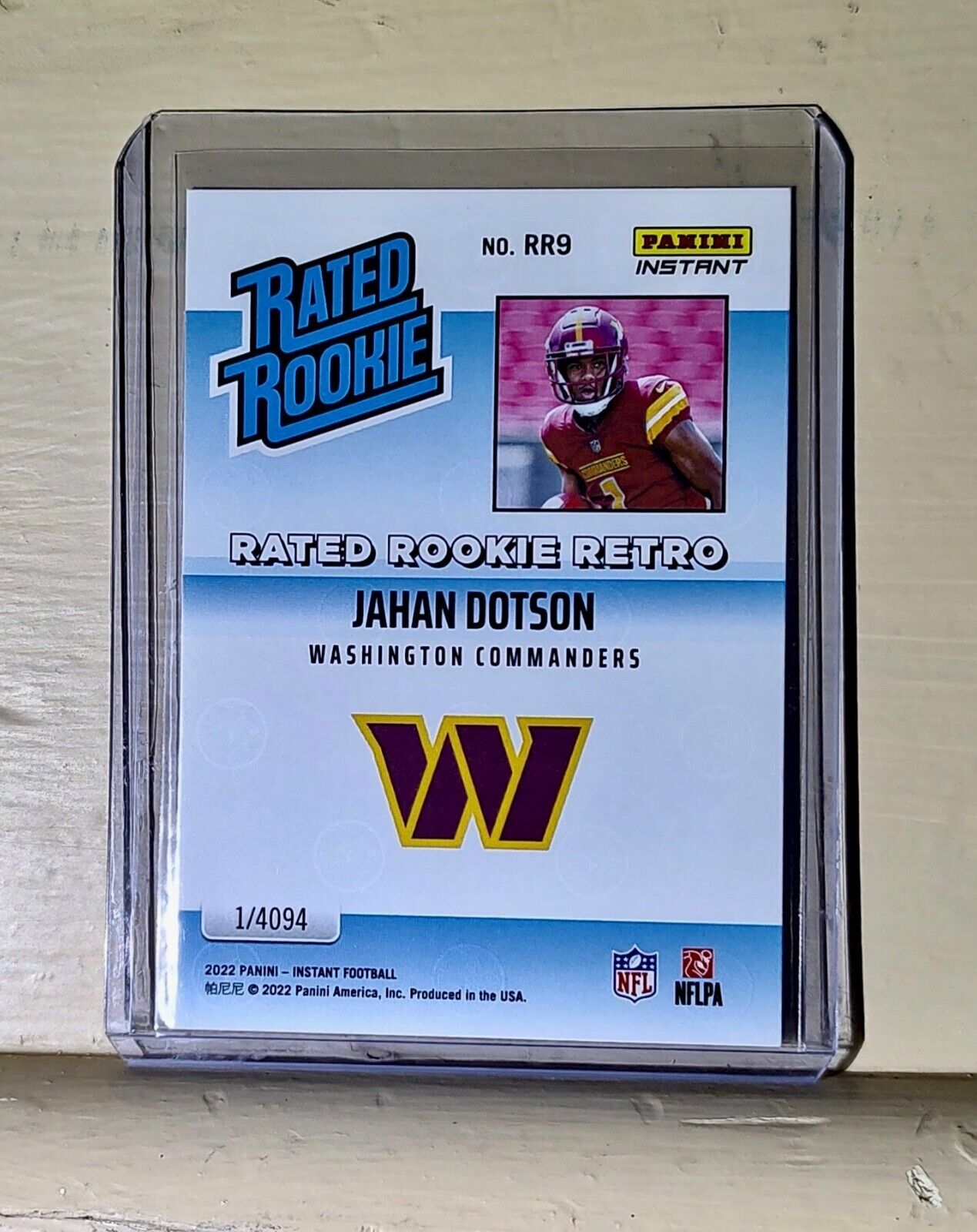 Jahan Dotson 2022 NFL Panini #9 Rated Rookie Retro Football Card 1/4094