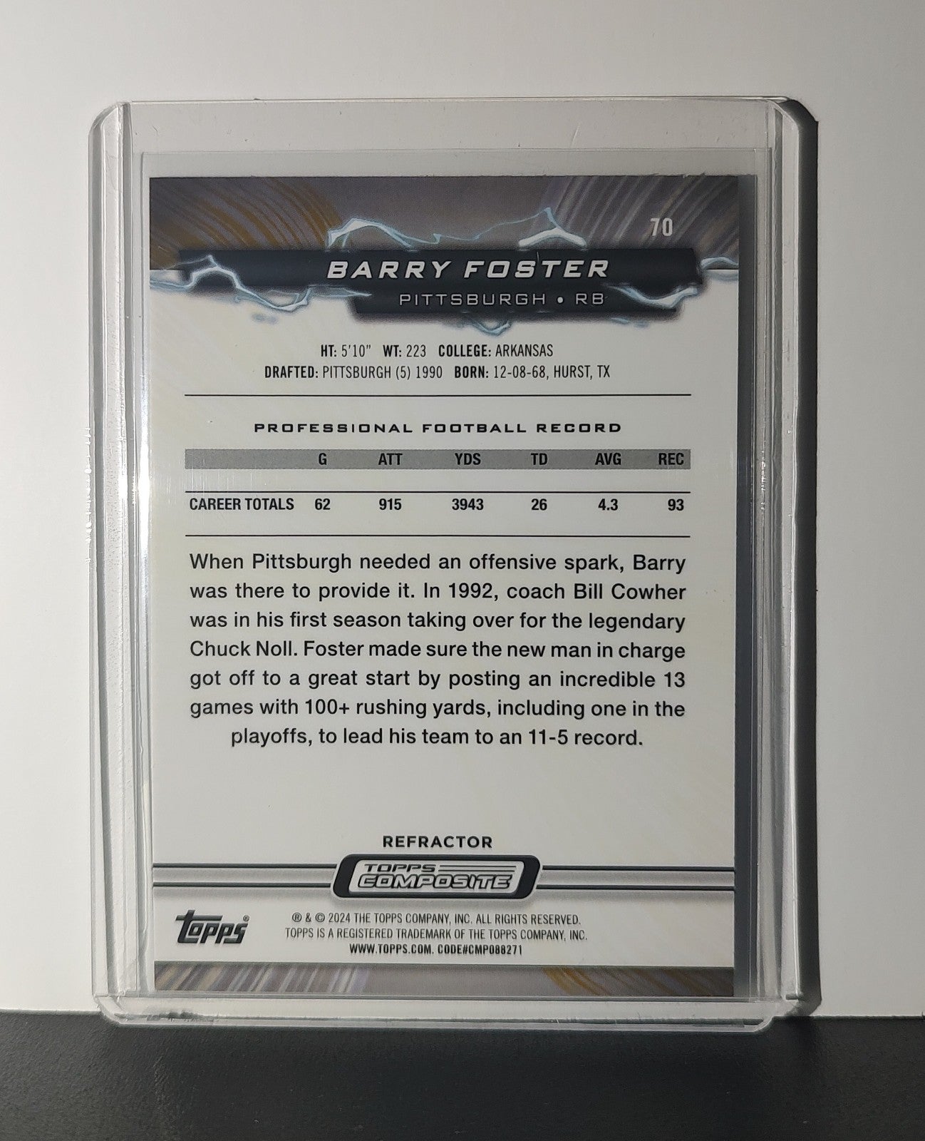 Barry Foster 2023 Topps Resurgence Refractor NFL #70 Card Pittsburgh Steelers