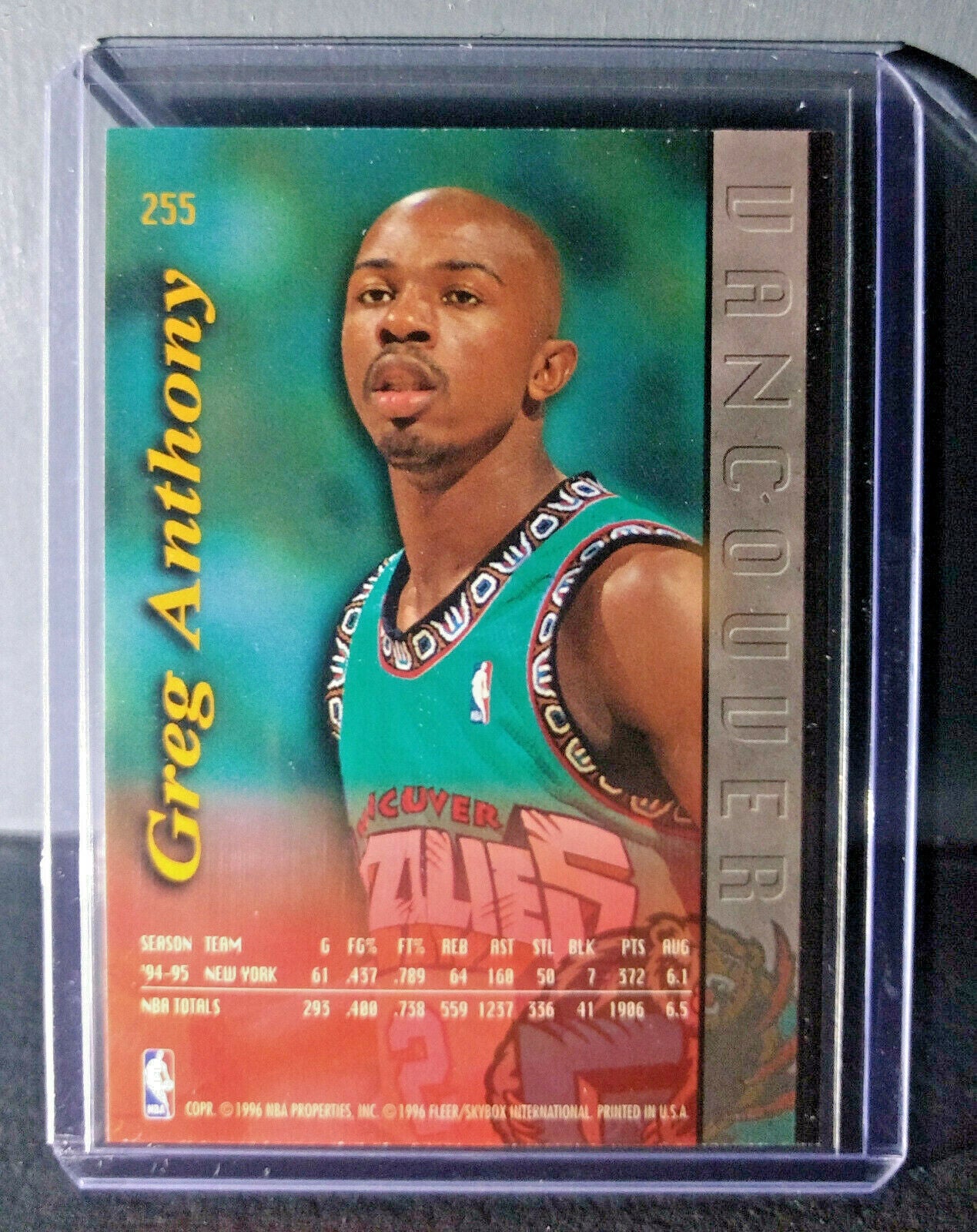 1995-96 Greg Anthony Fleer Ultra #255 Grizzlies Expansion Team Basketball Card