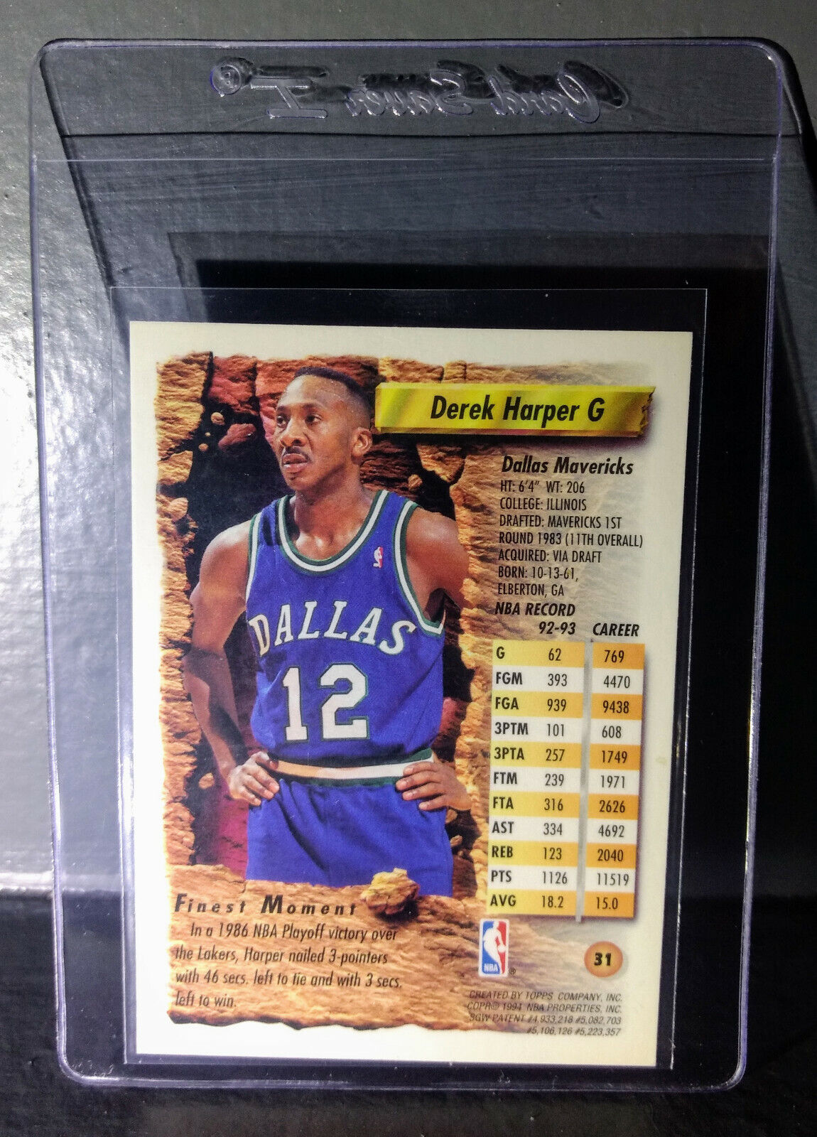 1993-94 Topps Finest Derek Harper #31 Basketball Card