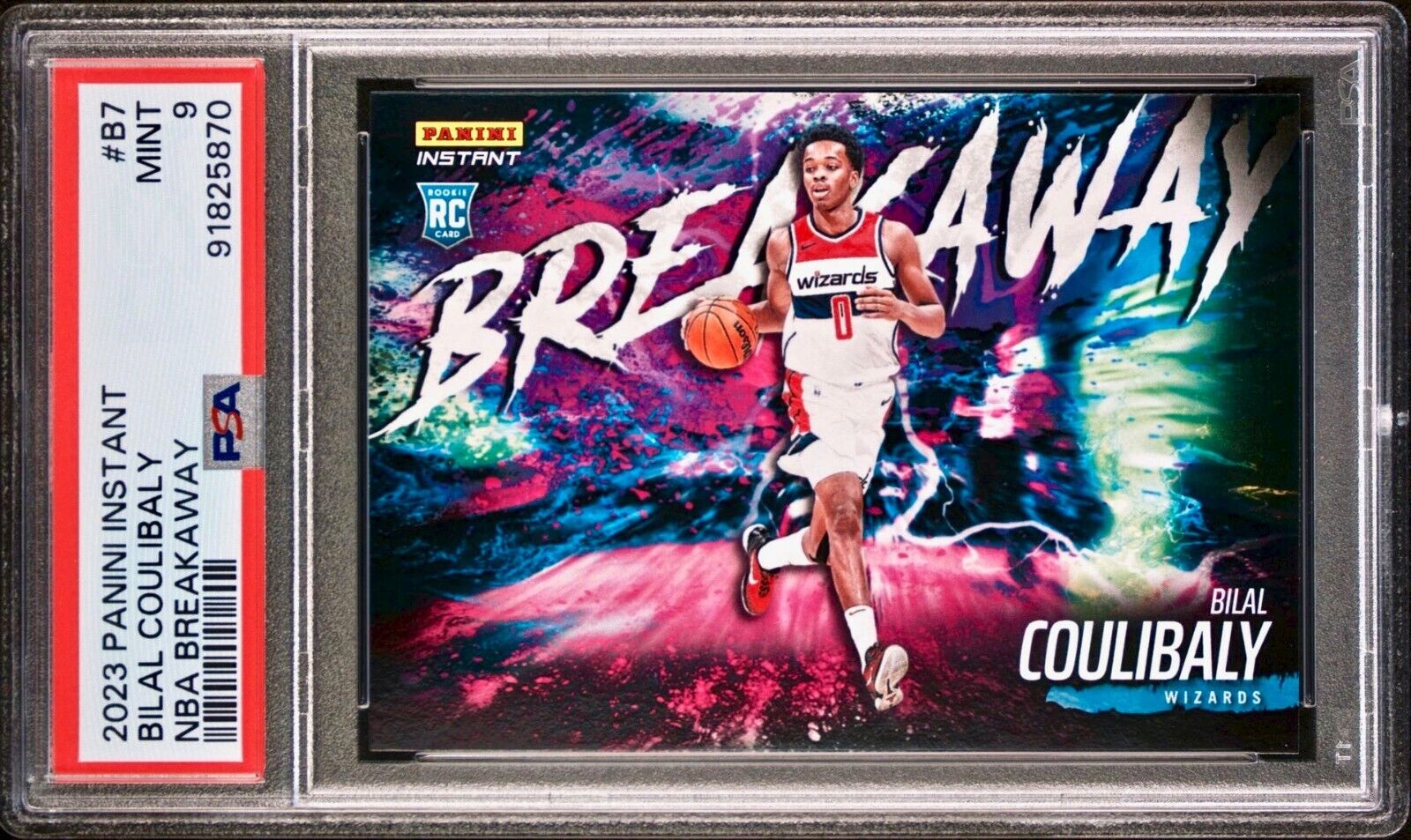 Bilal Coulibaly 2023-24 Panini NBA Breakaway #7 Rookie Card 1 of 4085 PSA 9 Mint