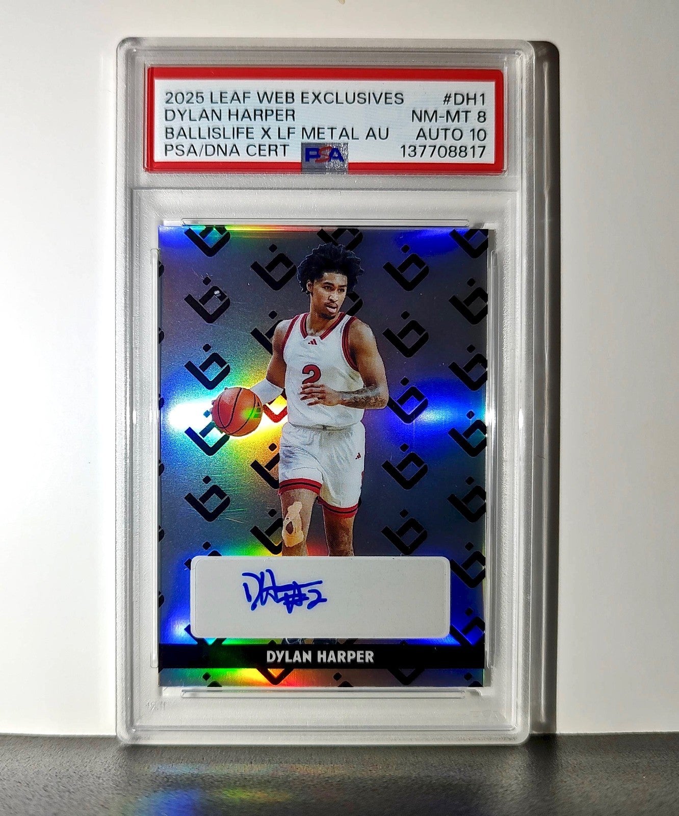 Dylan Harper 2025 Leaf Metal #BILA-DH1 Refractor PSA 8 Auto 10