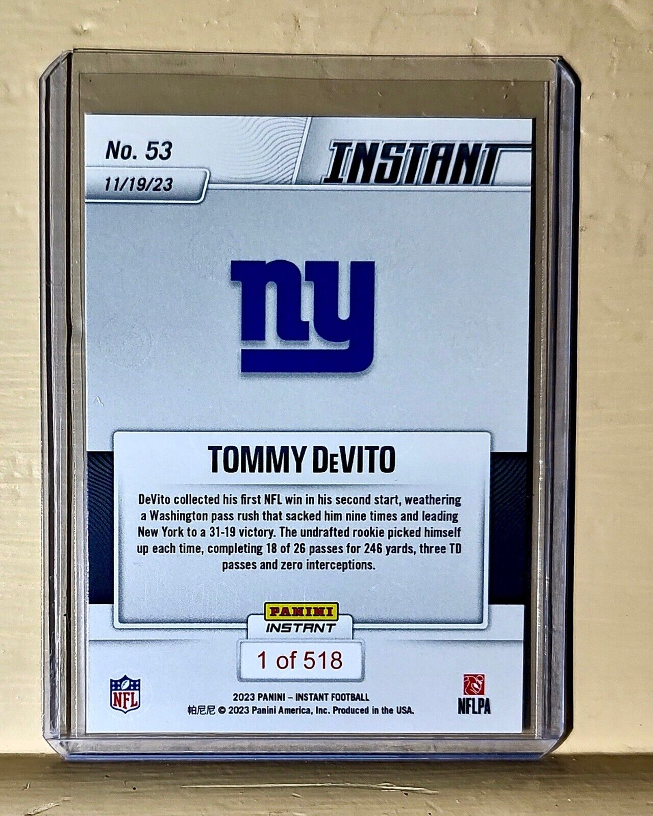 Tommy Devito 2023 Panini NFL Rookie Football #53 Card 1 of 518 Giants