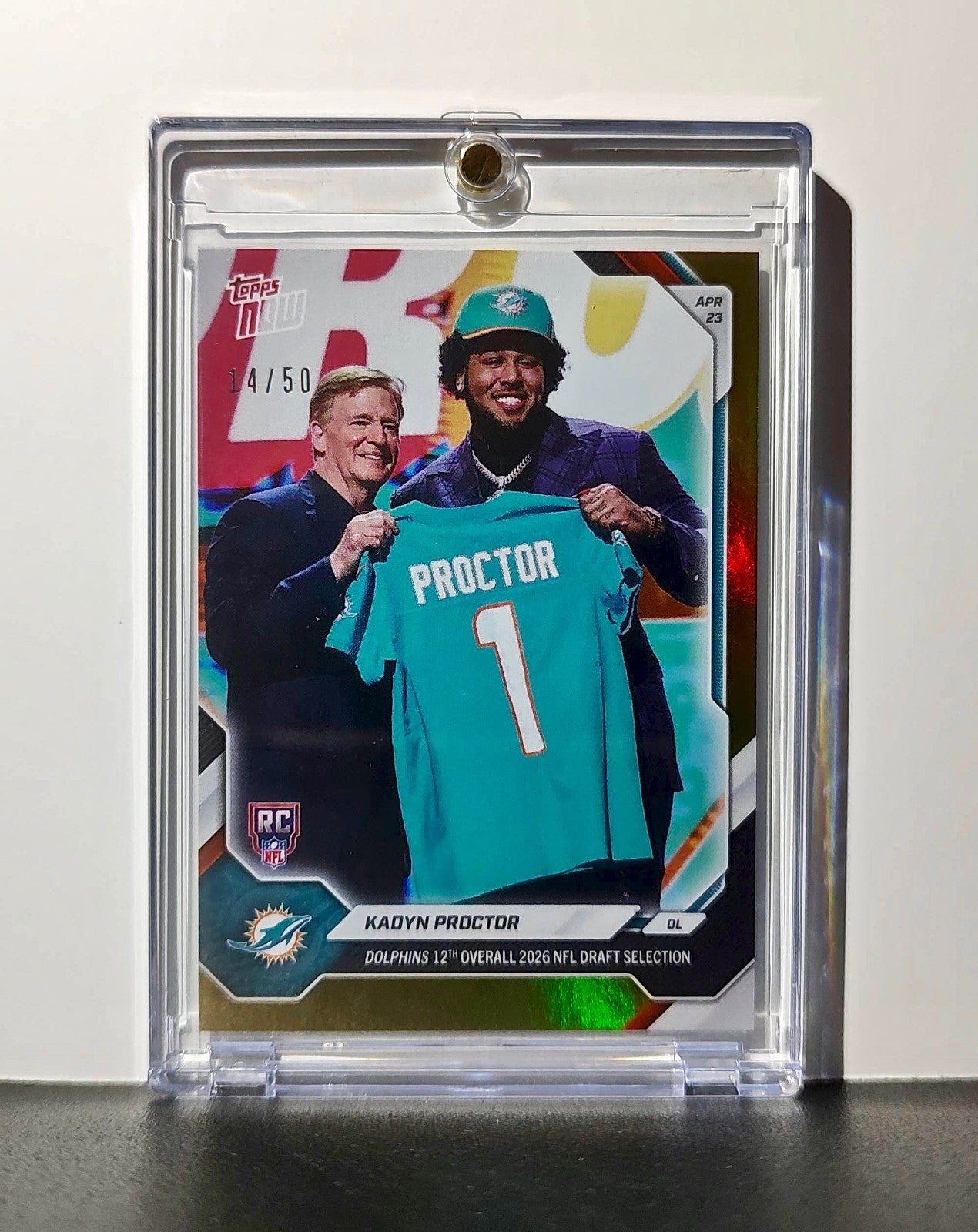 Kadyn Proctor Rookie 2026 Topps Now Draft Night #KPRO Gold Foil 14/25 Card