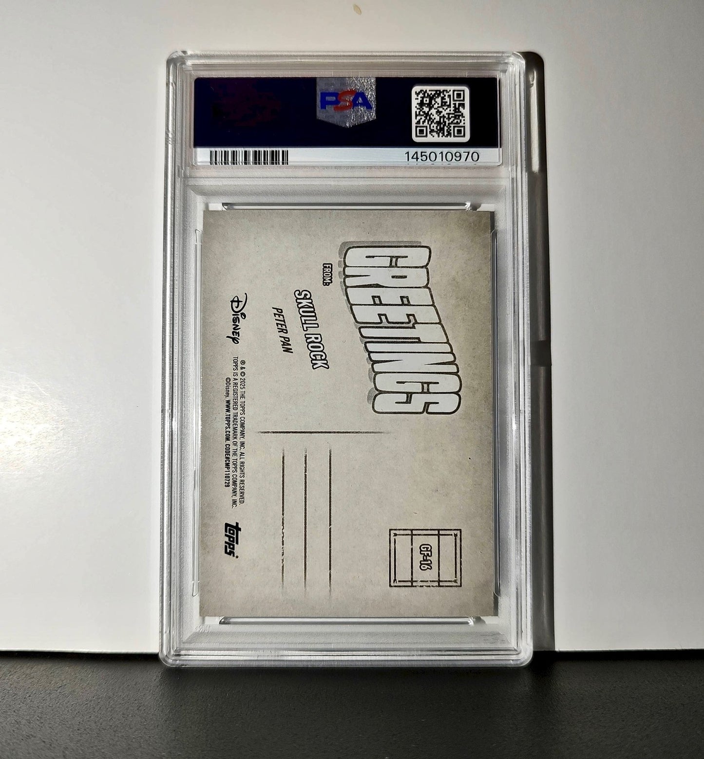 Skull Rock 2025 Topps Disney Wonder #GF-16 Greetings From Card Peter Pan PSA 10