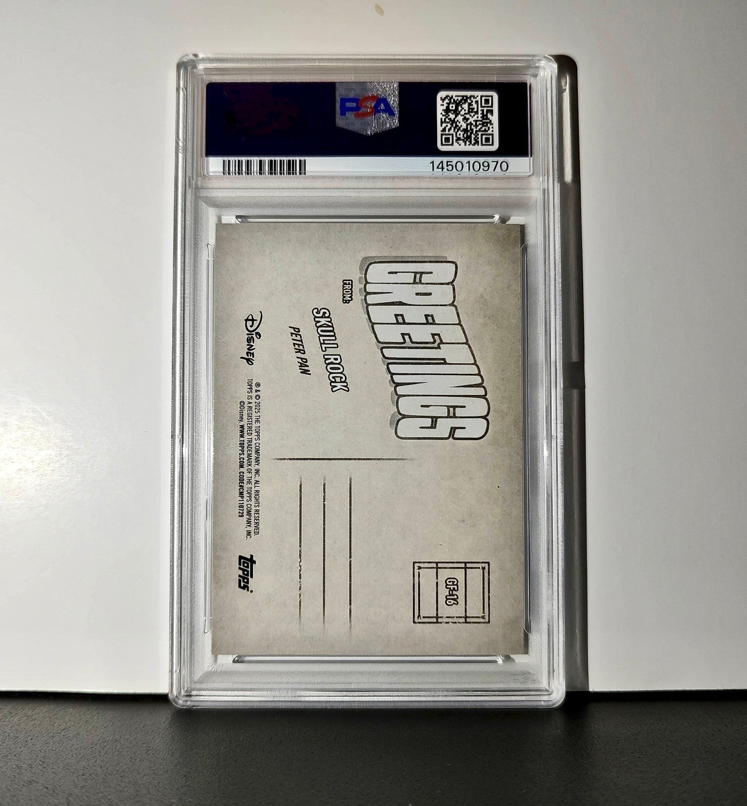 Skull Rock 2025 Topps Disney Wonder #GF-16 Greetings From Card Peter Pan PSA 10