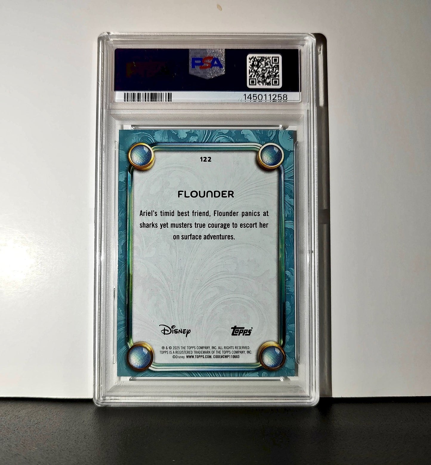Flounder 2025 Topps Disney Wonder #122 Diamond Card The Little Mermaid PSA 7