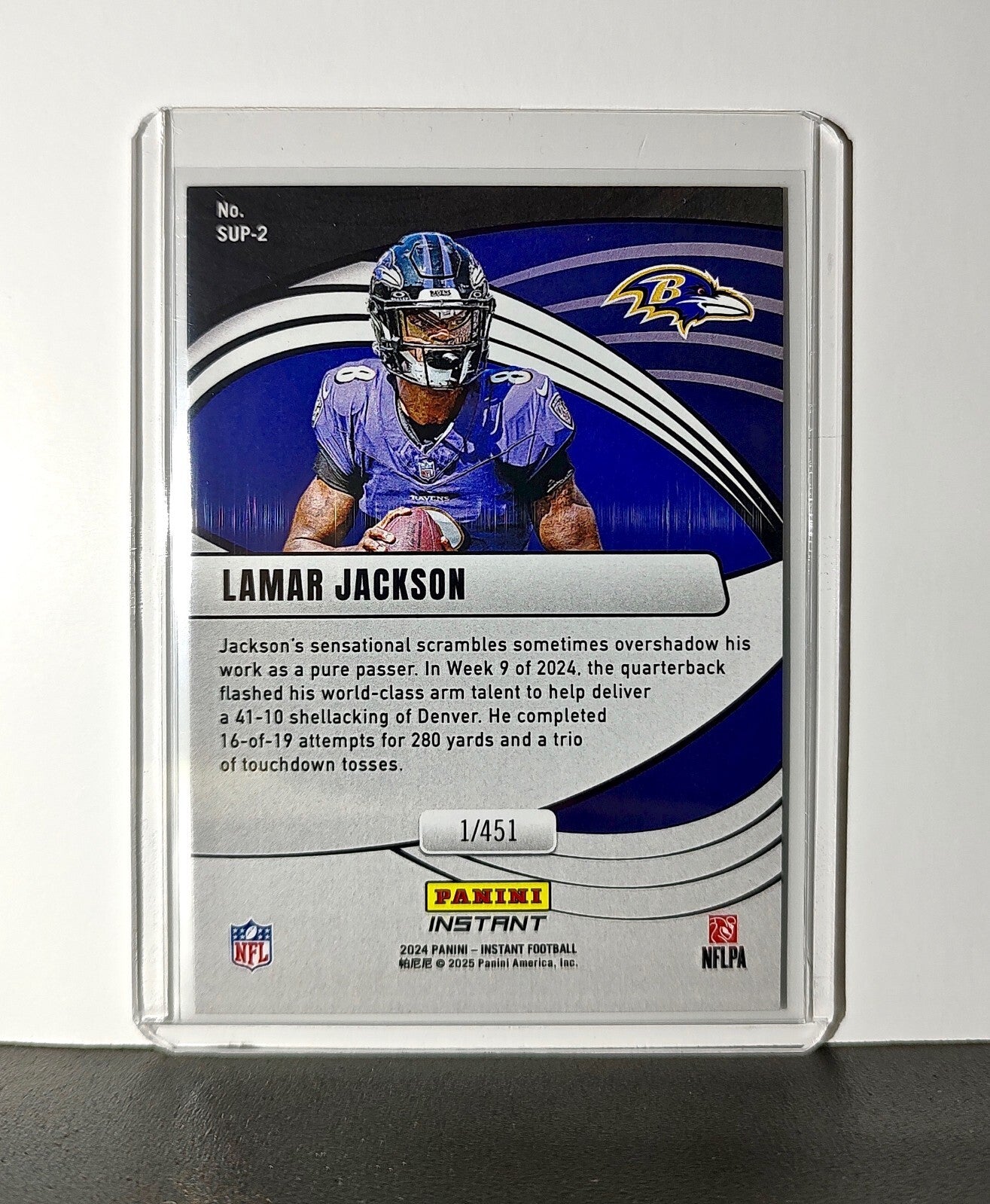 Lamar Jackson 2024 Panini Supernova NFL #2 Football Card Baltimore Ravens 1/451