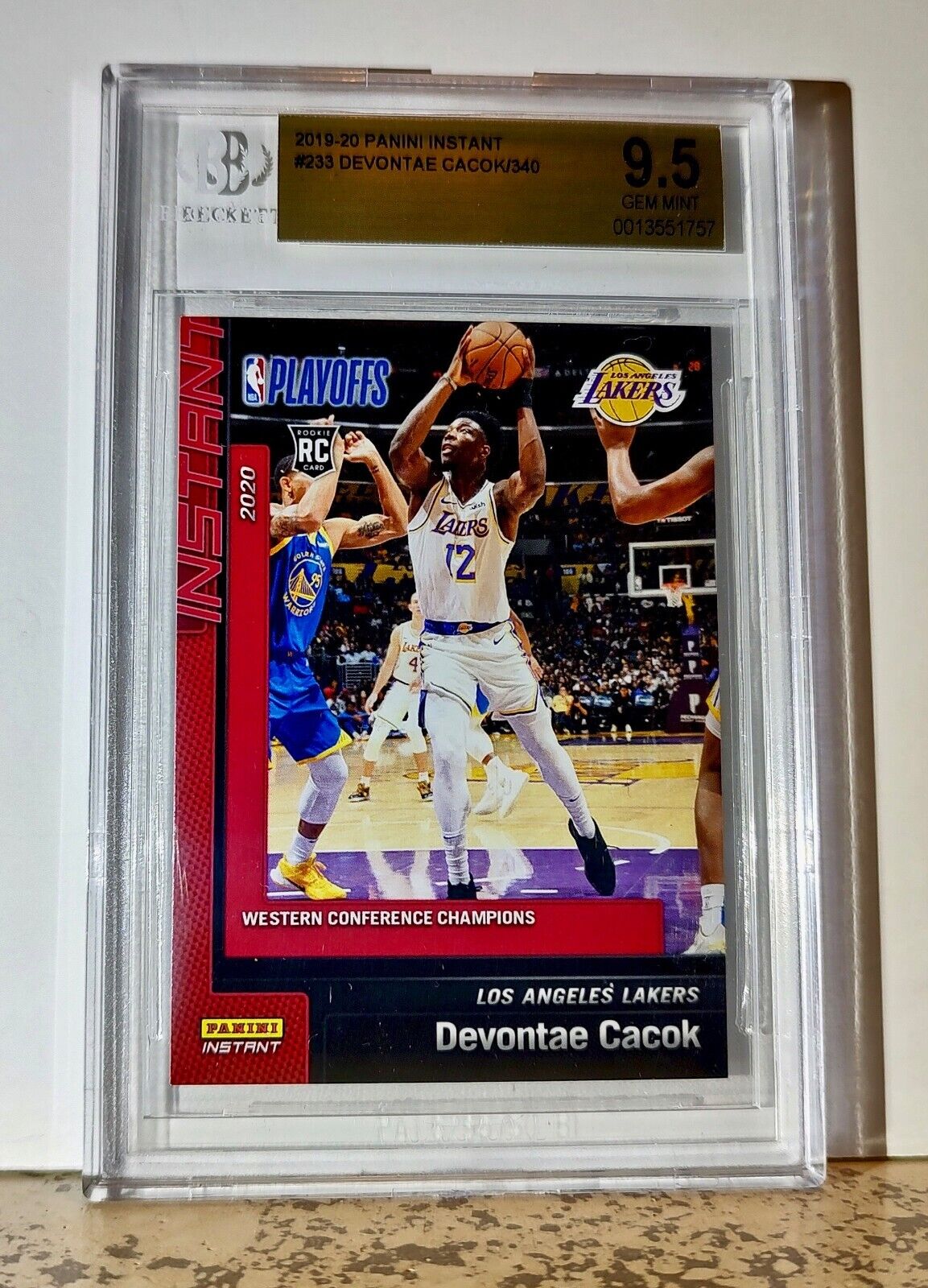 Devontae Cacok 2019-20 Panini NBA #233 Basketball 1 of 340 BGS 9.5 Gem Lakers