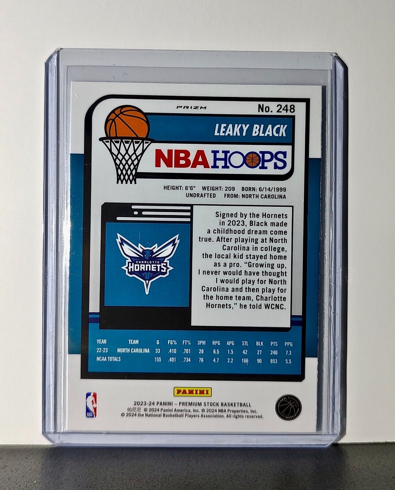 Leaky Black 2023-24 Panini Premium NBA Hoops #248 Rookie Pulsar Prizm Hornets