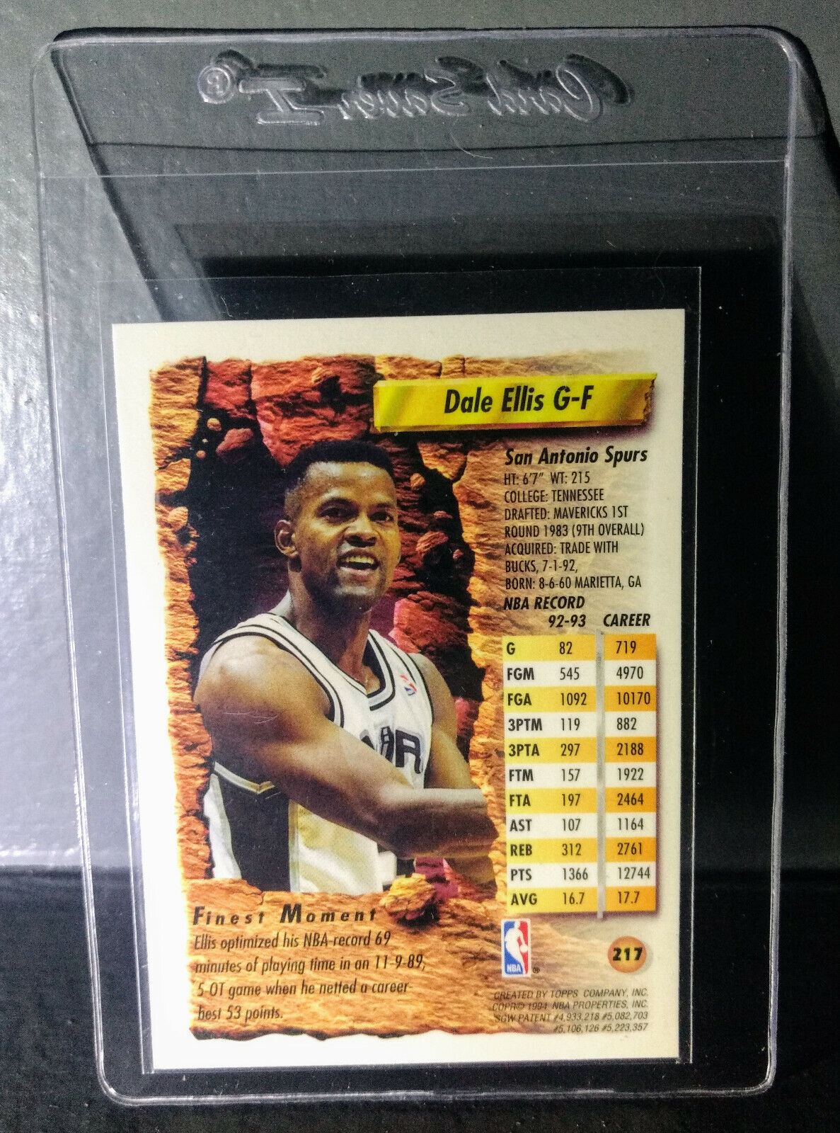 1993-94 Topps Finest Dale Ellis #217 Basketball Card