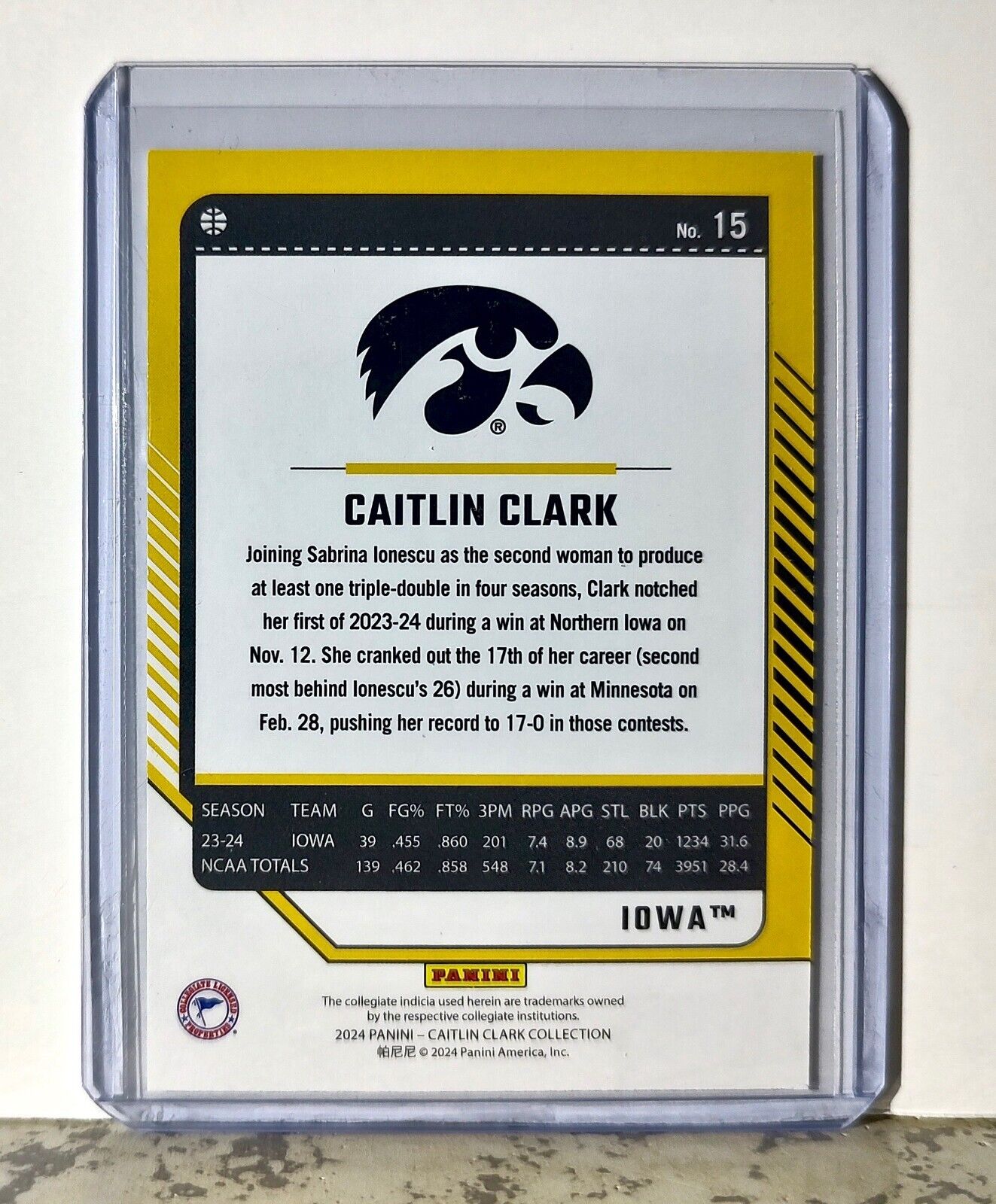 2024 Caitlin Clark Panini Donruss #15 Basketball Card Iowa Hawkeyes