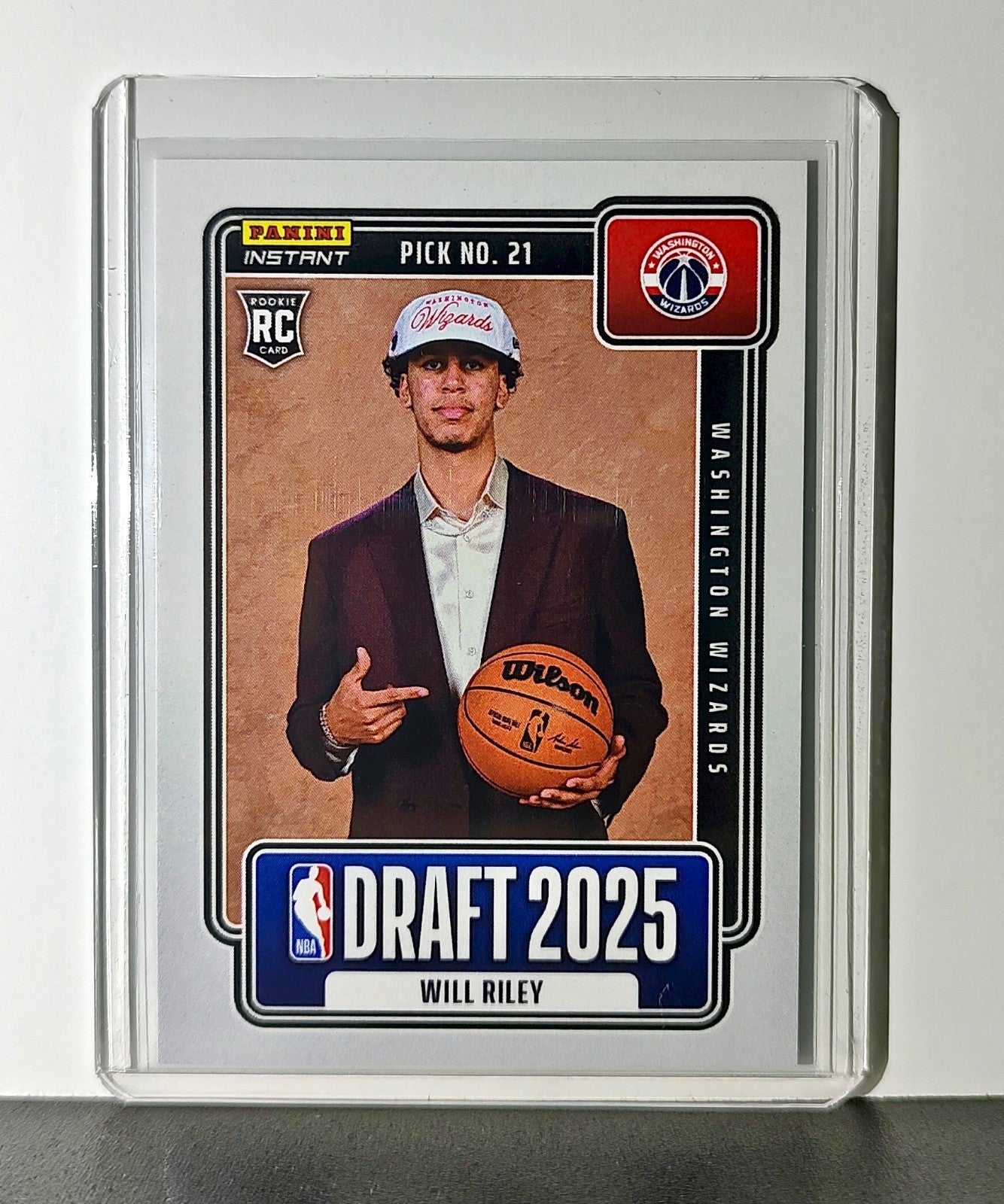 Will Riley Rookie 2025-26 Panini NBA #21 Draft Night Card Washington Wizards