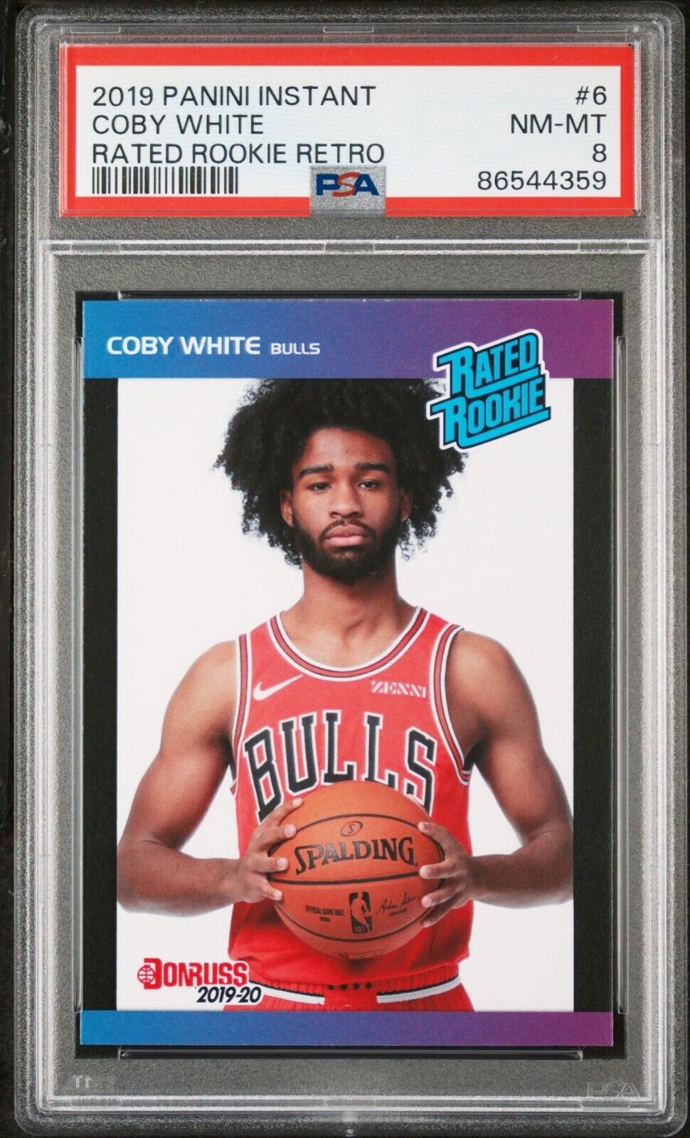 Coby White 2019-2020 Panini NBA Rated Rookie Retro Card 1/3431 PSA 8 NM-Mint