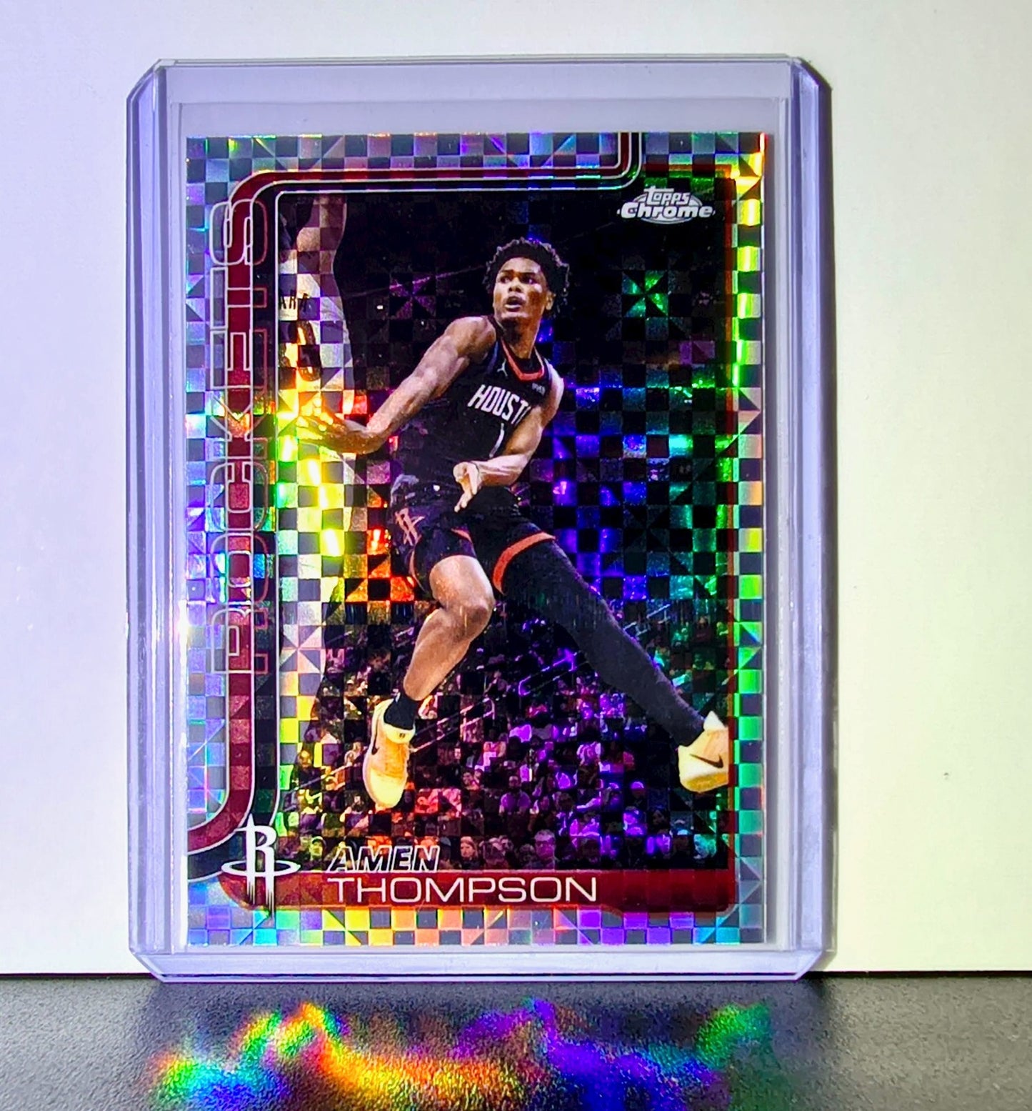 Amen Thompson 2025-26 NBA Topps Chrome Update X-Fractor #44 Card Houston Rockets