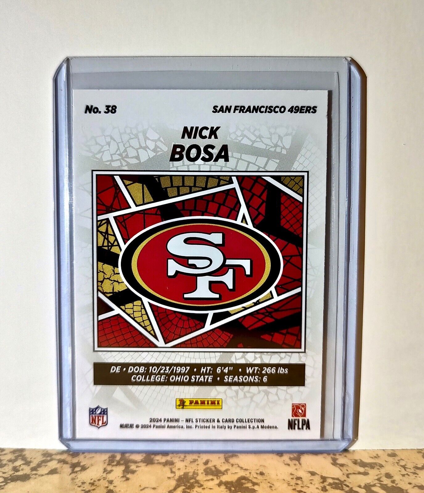 Nick Bosa 2024 Panini NFL #38 Silver Foil Sticker Card San Francisco 49ers