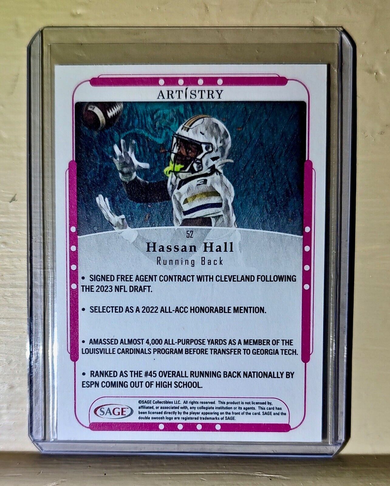 Hassan Hall 2023 SAGE NFL Artistry Canvas Football #52 Card