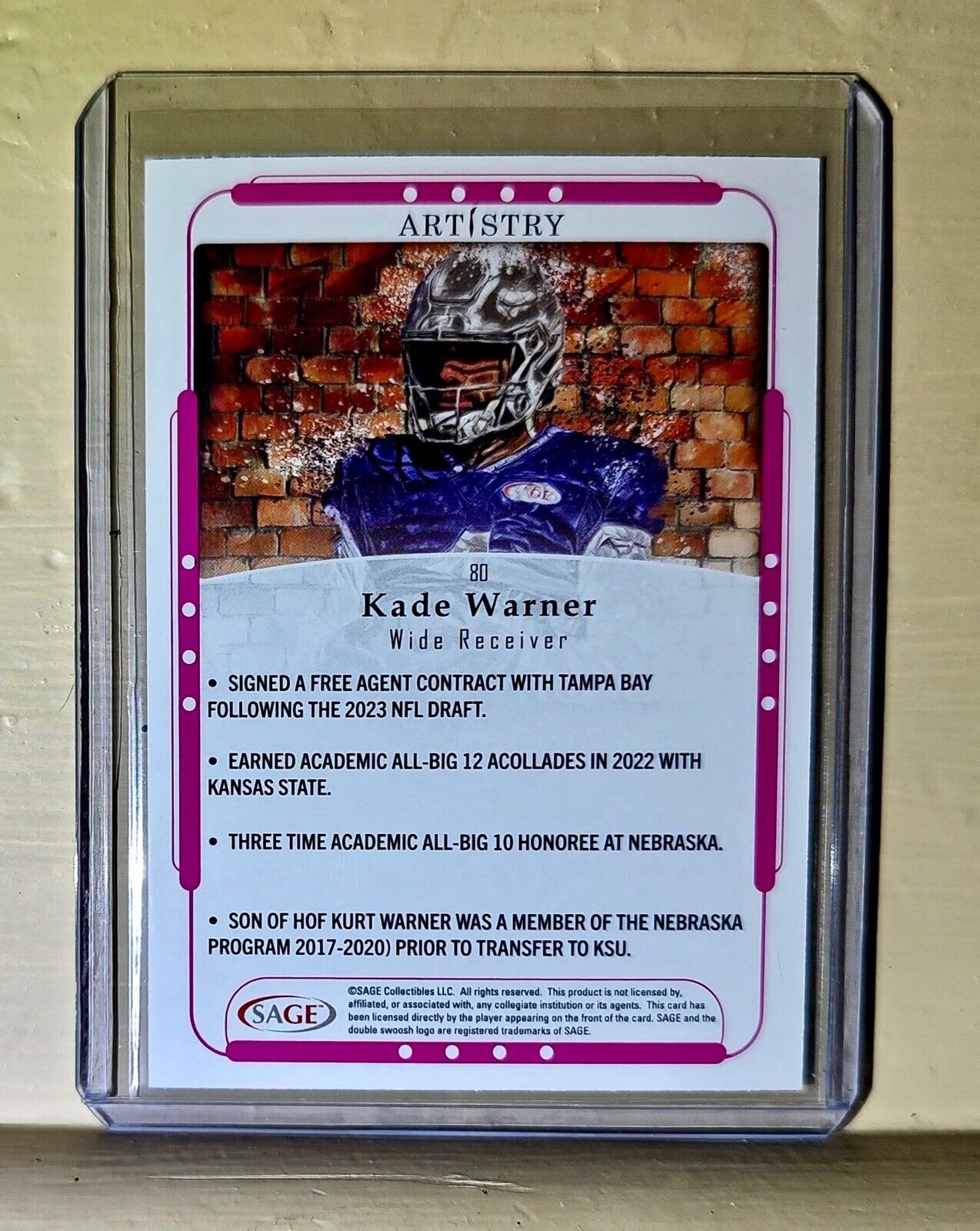 Kade Warner 2023 SAGE NFL Artistry Football #80 Card