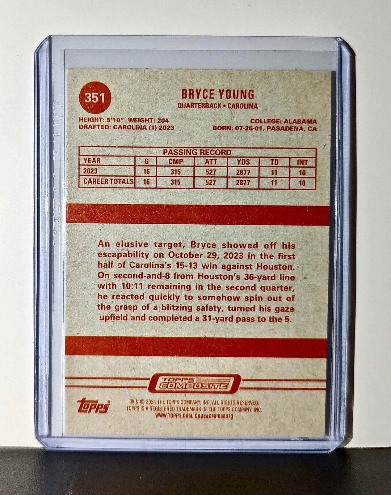 Bryce Young Rookie 2023 Topps Heritage NFL #351 Card Carolina Panthers