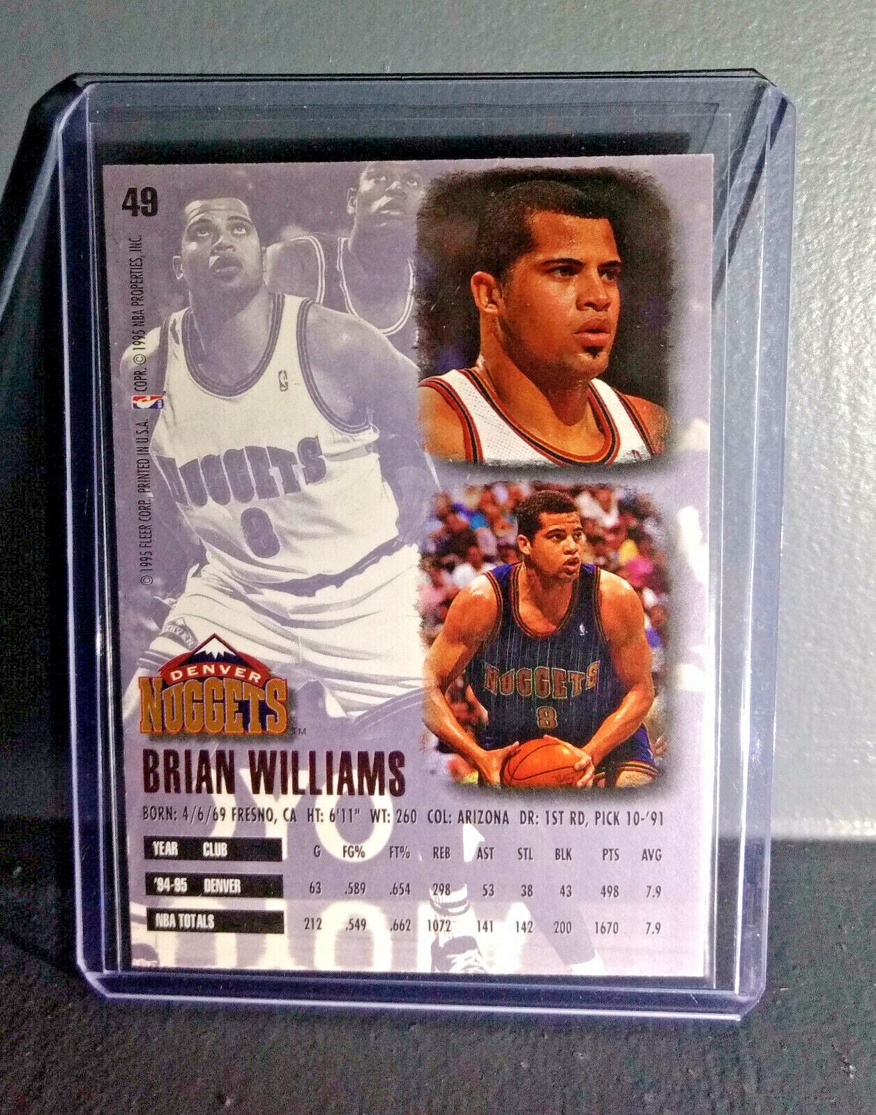 1995-96 Brian Williams Fleer Ultra #49 Basketball Card