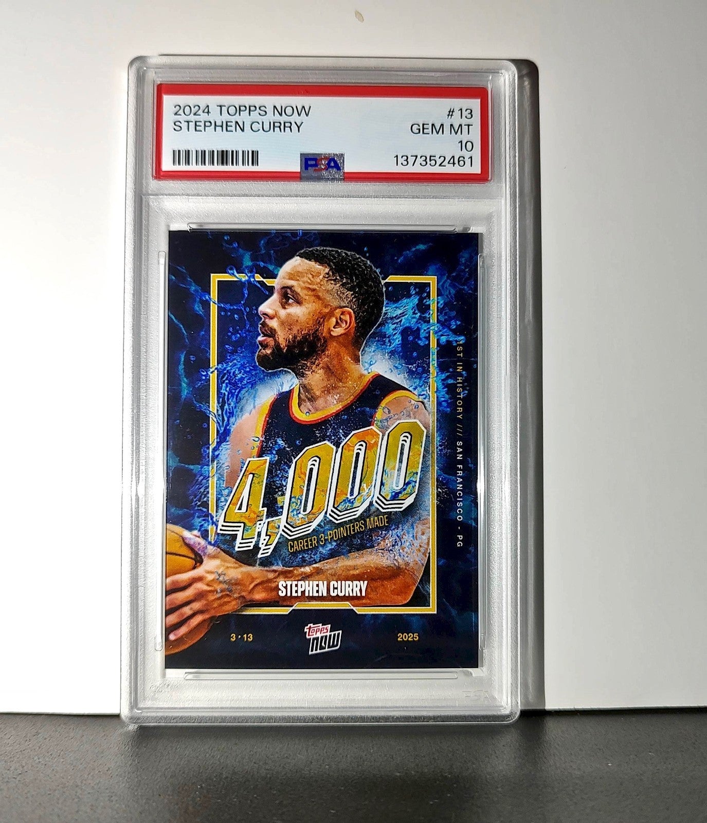 Stephen Curry 2024 Topps Now 4000 Career 3 Pointers #13 PSA 10 Gem Mint