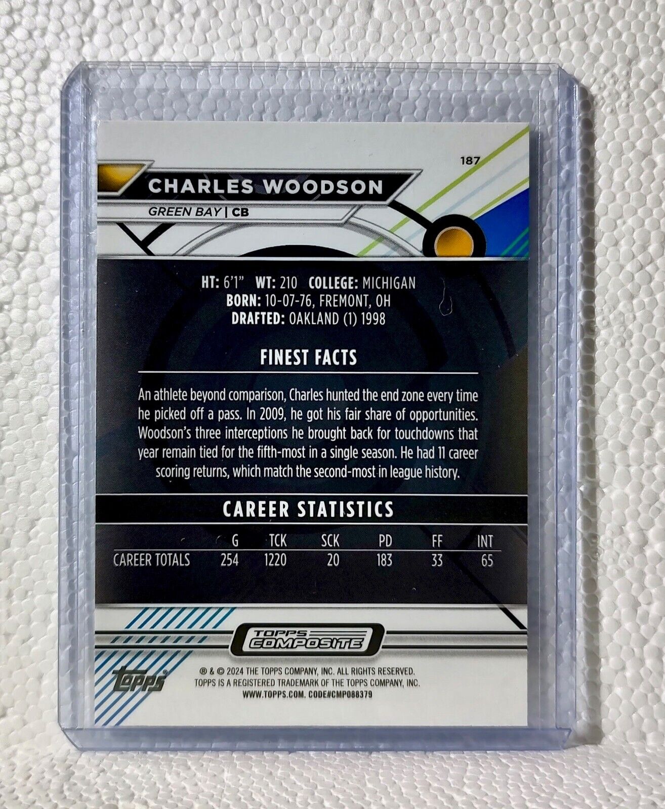 Charles Woodson 2023 Topps Finest NFL #187 Football Card Green Bay Packers