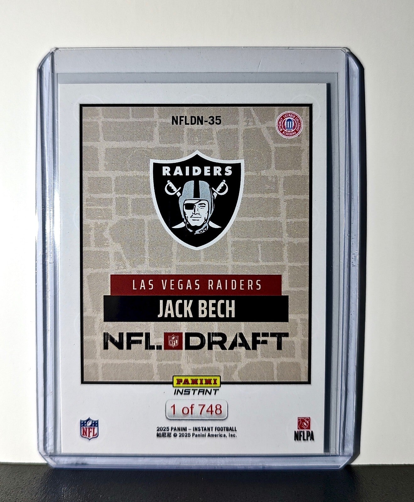 Jack Bech Rookie 2025 NFL Draft #35 Football Card Las Vegas Raiders 1 of 748