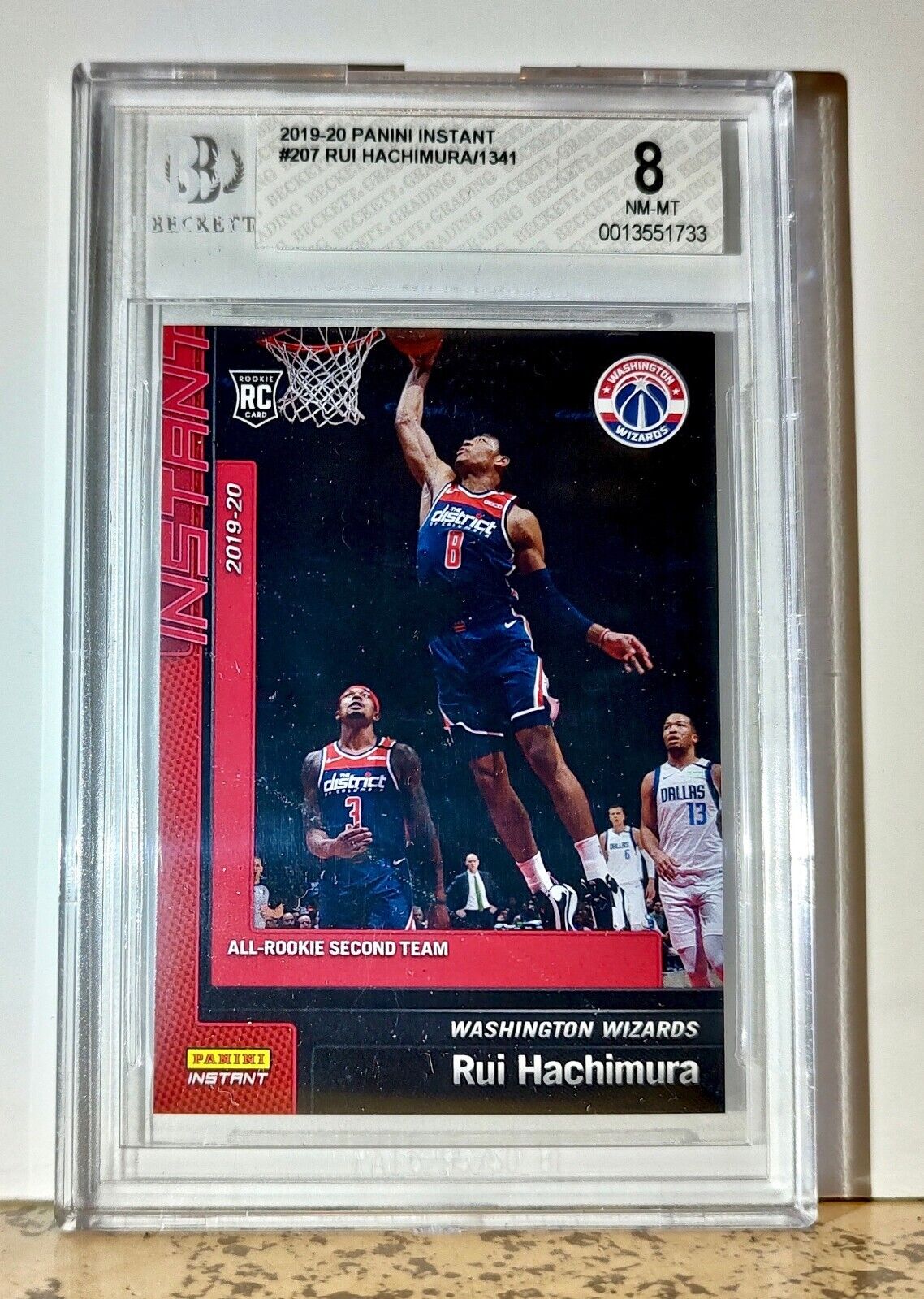 Rui Hachimura 2019-20 Panini NBA #207 Rookie 1 of 1341 BGS 8 Washington Wizards