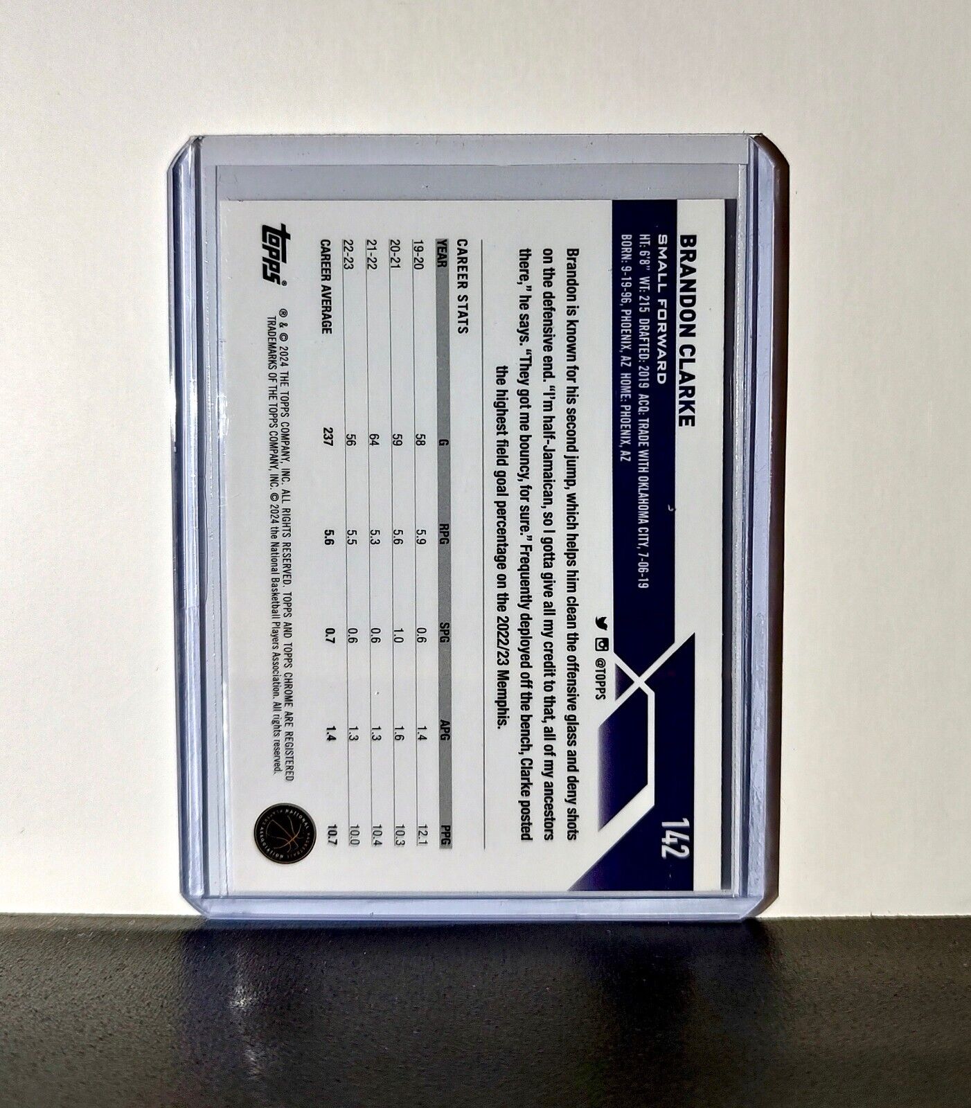 Brandon Clarke 2023-24 Topps Chrome NBA #142 Card Memphis Grizzlies