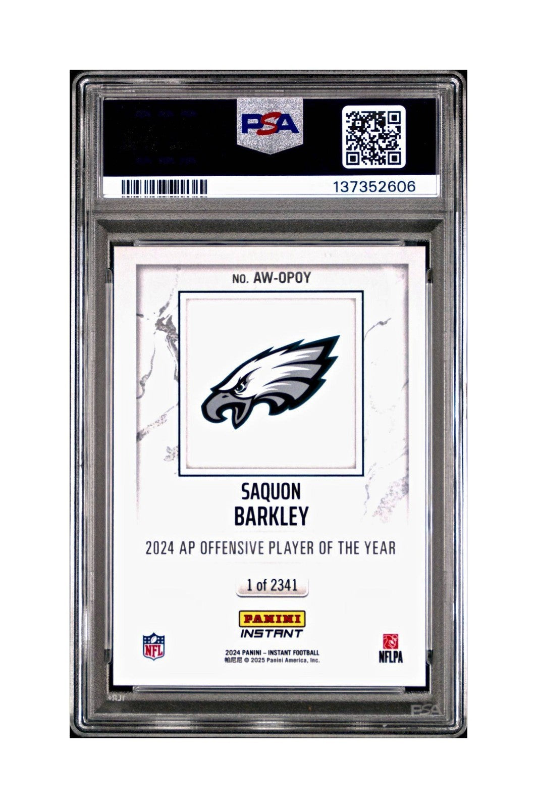 Saquon Barkley 2024 Panini NFL AP Offensive Player of the Year Eagles PSA 9 Mint