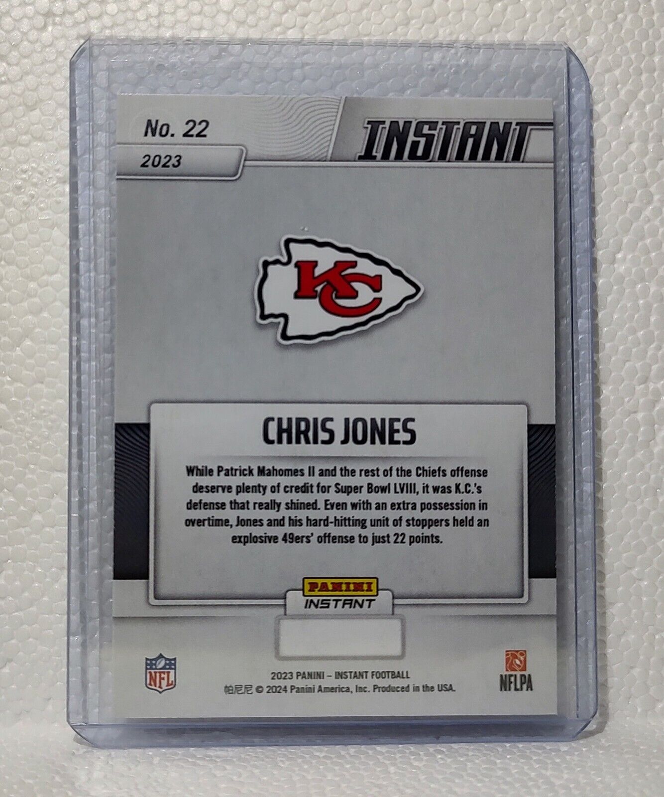 Chris Jones 2023 Panini NFL Superbowl Champions #22 Card Kansas City Chiefs