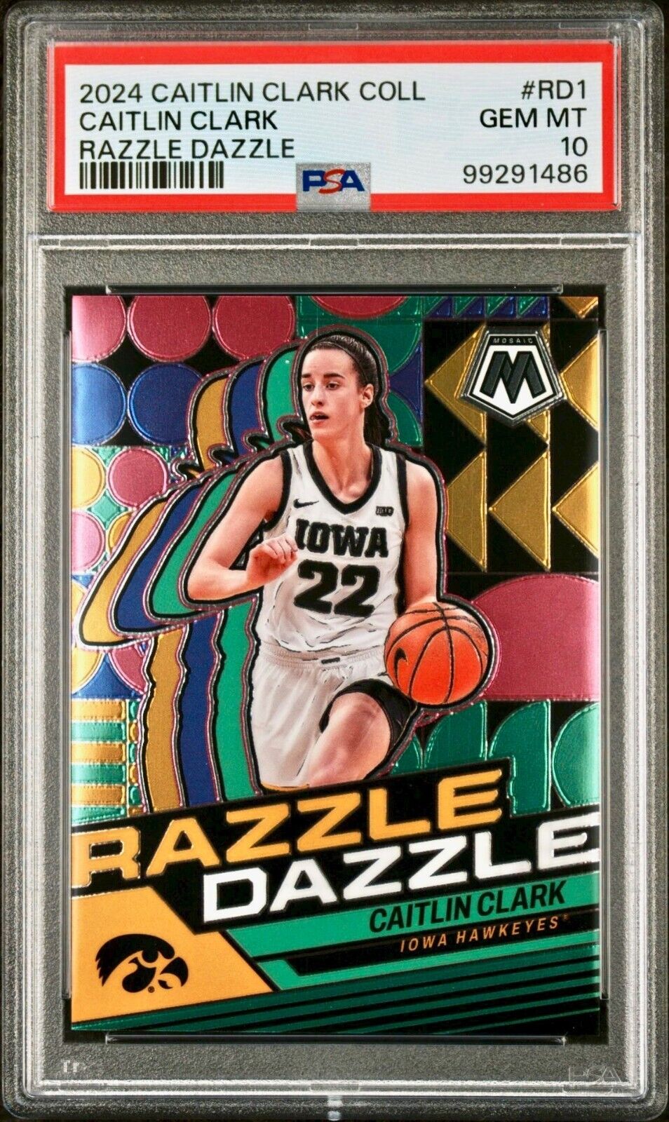 Caitlin Clark 2024 Panini Mosaic Razzle Dazzle #RD1 Card PSA 10 Gem Mint