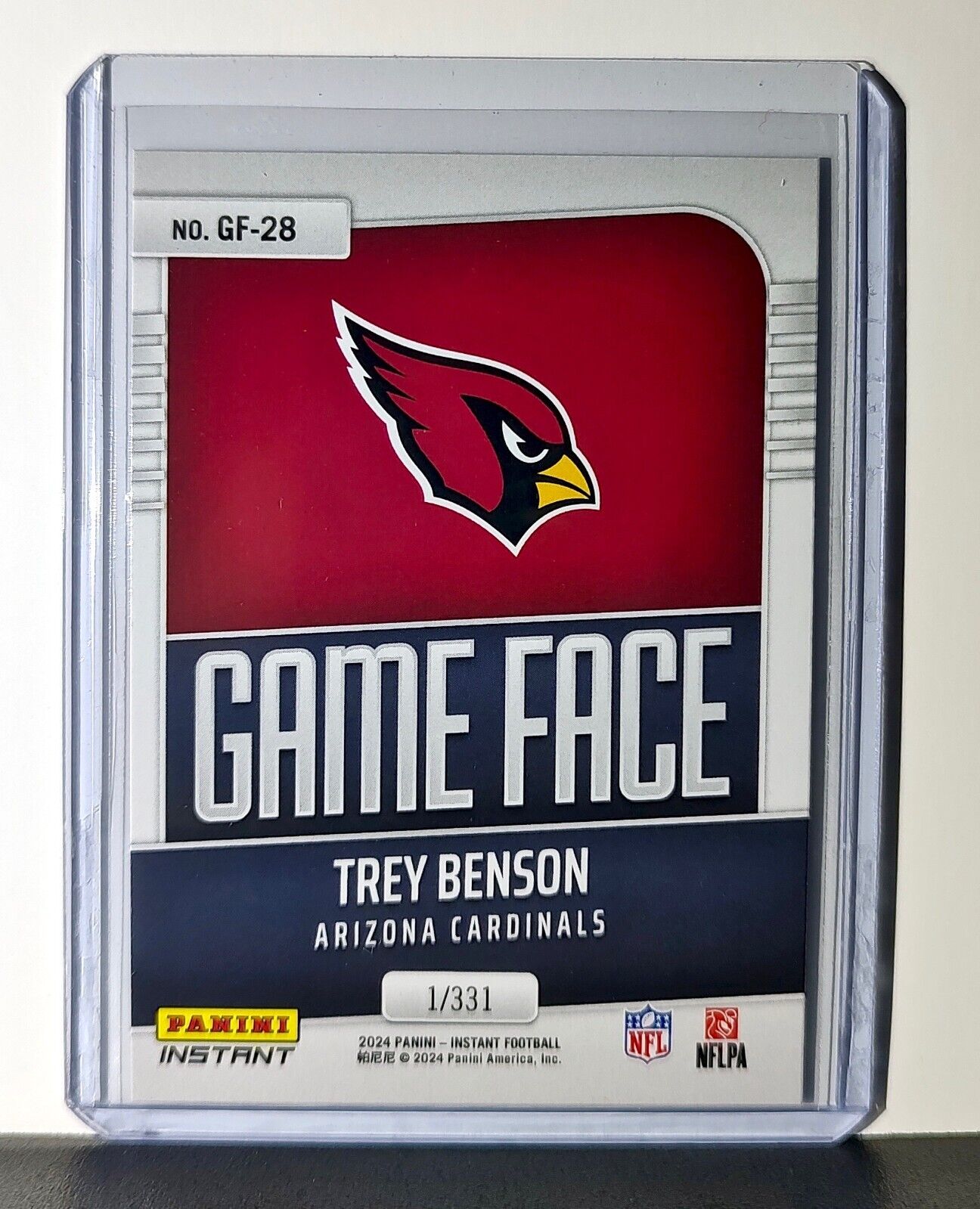 Trey Benson 2024 Panini Game Face #28 NFL Rookie Card Arizona Cardinals 1/331