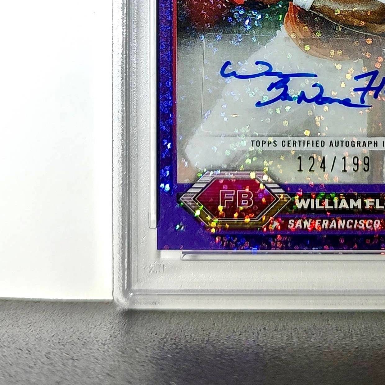 William Floyd 2023 Topps Chrome #TCA-WF Purple Geometric 124/199 PSA 10 Auto 10