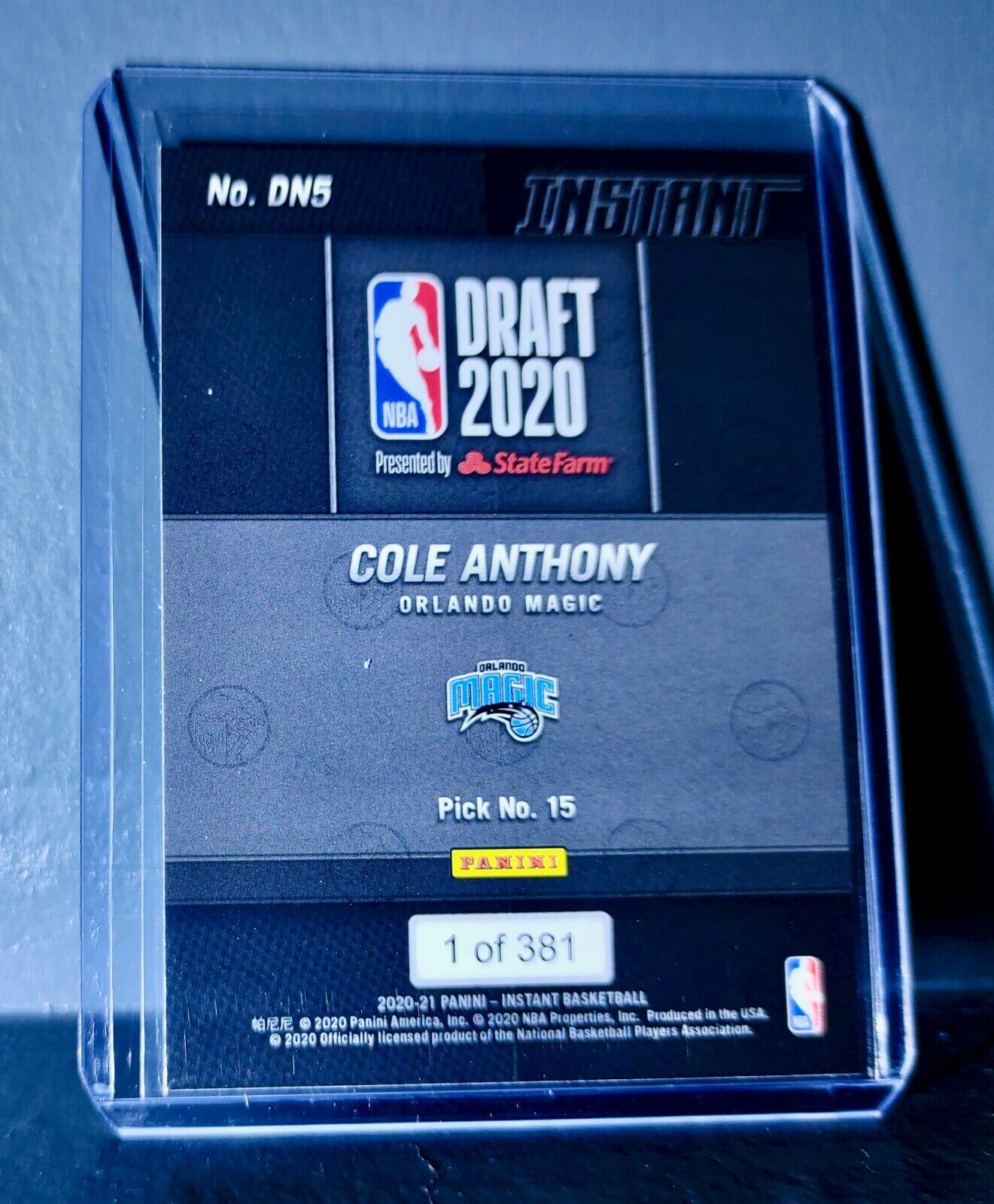 Cole Anthony 2020-21 Panini NBA Draft Night #5 Basketball Rookie Card 1 of 381