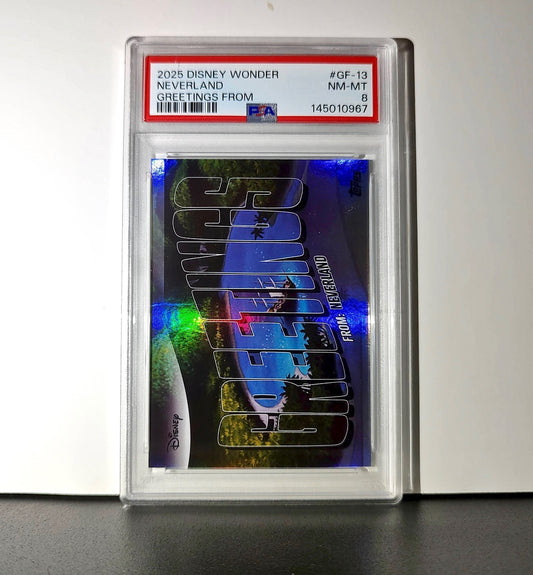 Neverland 2025 Topps Disney Wonder #GF-13 Greetings From Card Peter Pan PSA 8