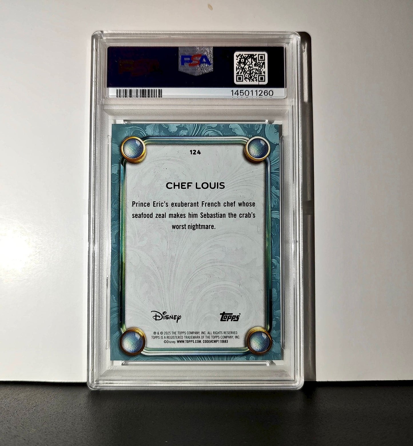 Chef Louis 2025 Topps Disney Wonder #124 Diamond Card The Little Mermaid PSA 7