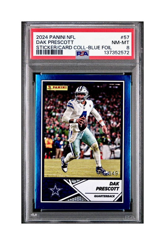 Dak Prescott 2024 Panini Sticker Collection 167/349 #57 Blue Foil PSA 8 NM-MT