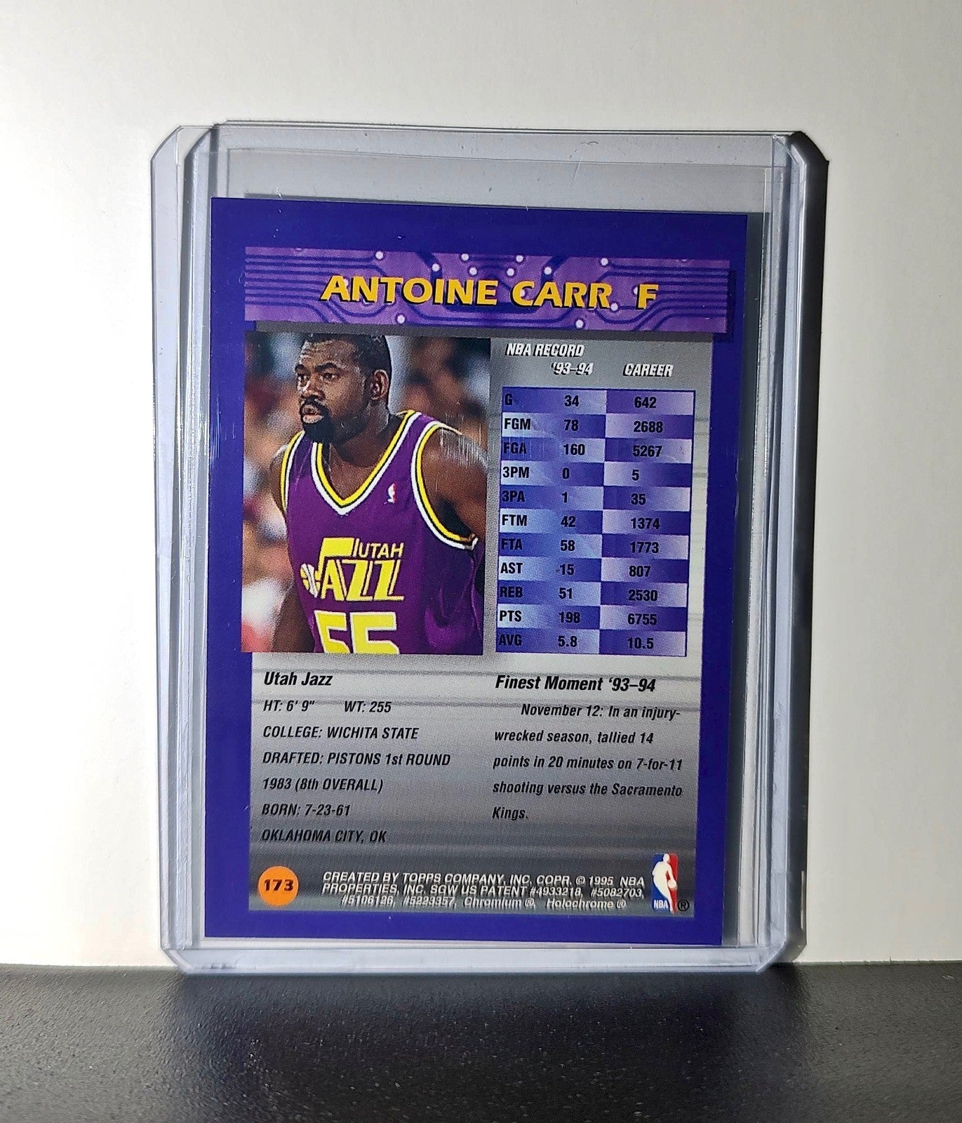 Antoine Carr 1994-95 Topps Finest #173 Basketball Card