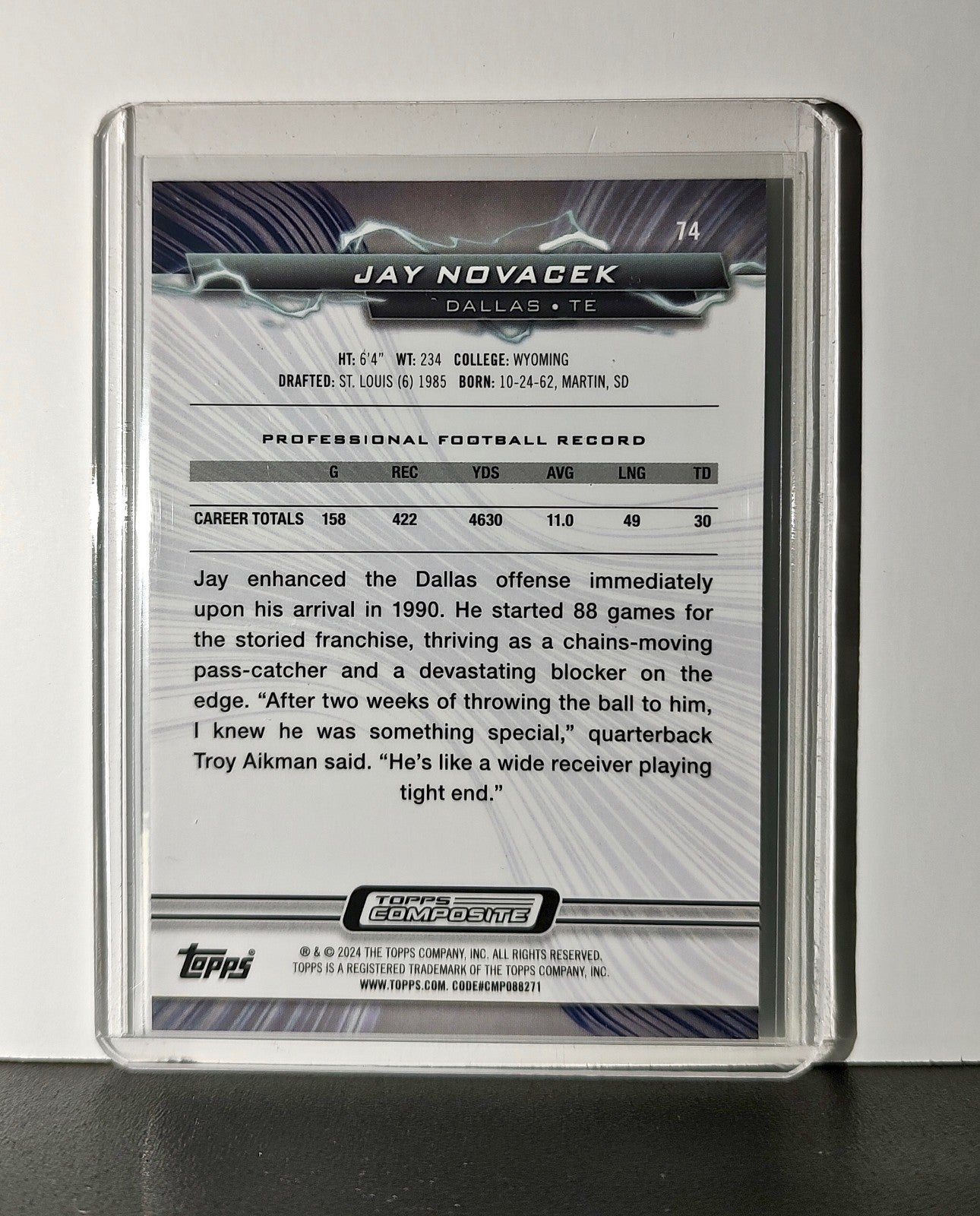 Jay Novacek 2023 Topps Resurgence NFL #74 Card Dallas Cowboys