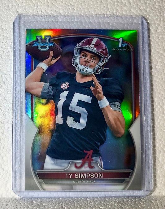 Ty Simpson 2022 Topps 1st Bowman U Refractor Football #80 Card Alabama