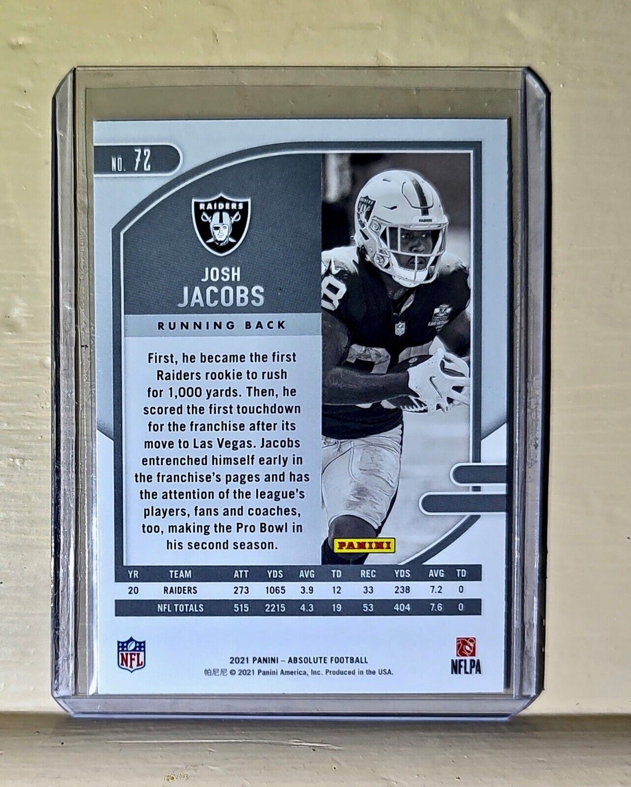 Josh Jacobs 2021 Panini NFL Absolute Green Parallel Football #72 Card Raiders