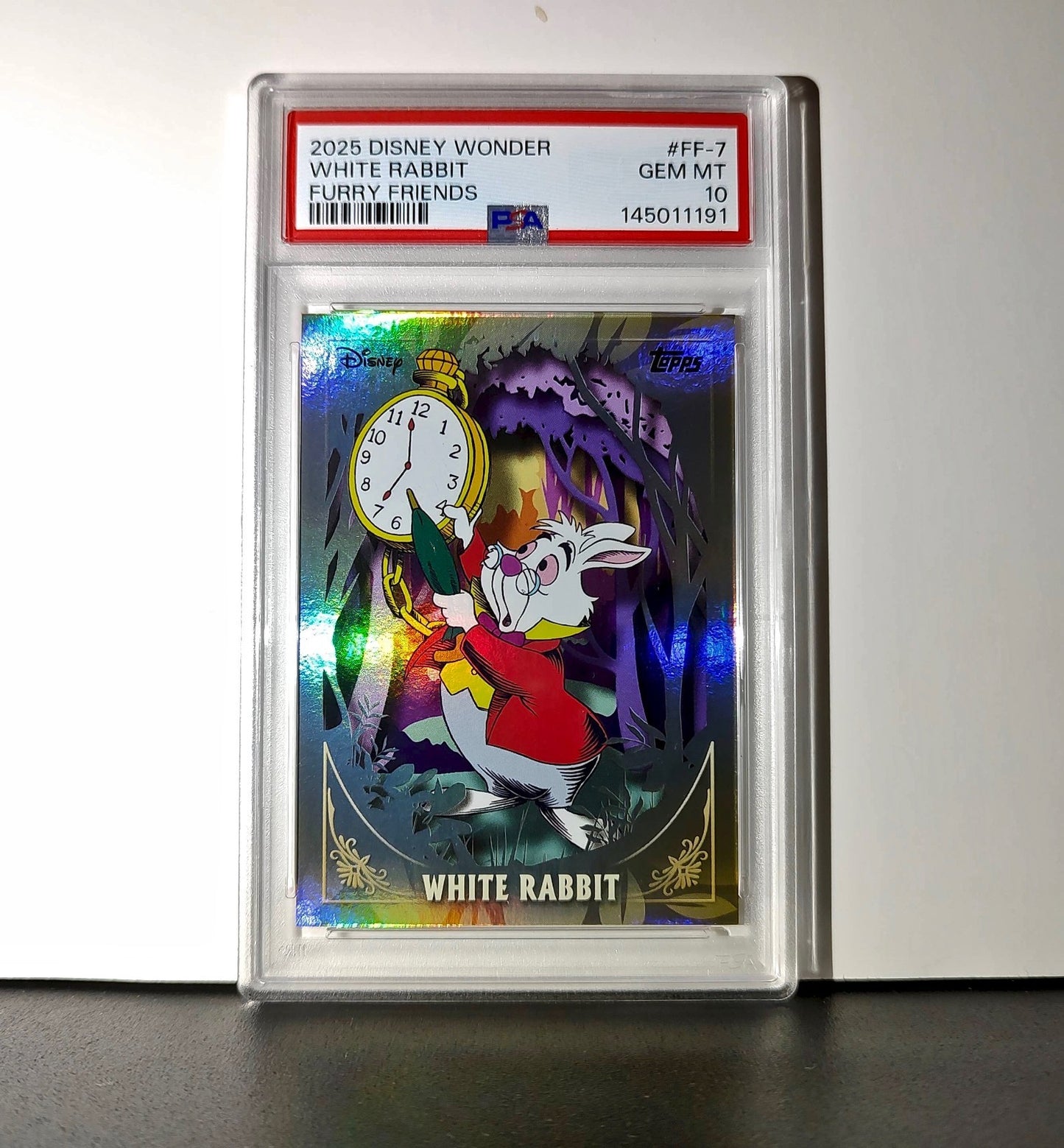 White Rabbit 2025 Topps Disney #FF-7 Furry Friends Card PSA 10