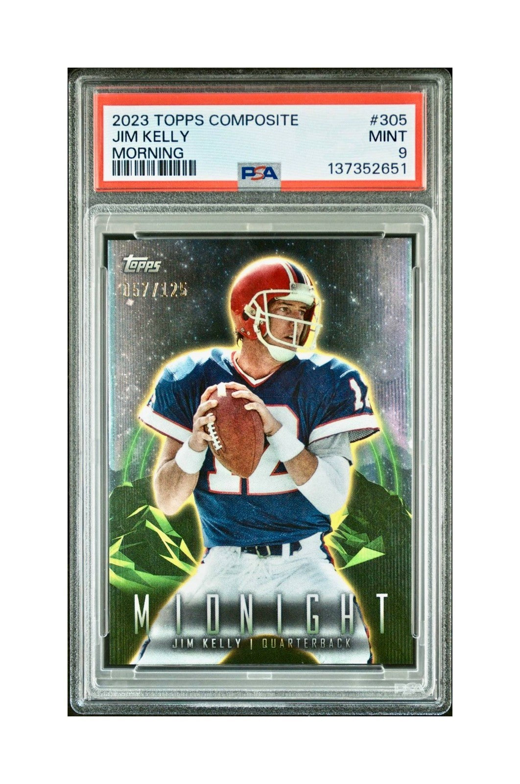 Jim Kelly 2023 Topps Midnight Morning Parallel 057/125 #305 PSA 9 Mint