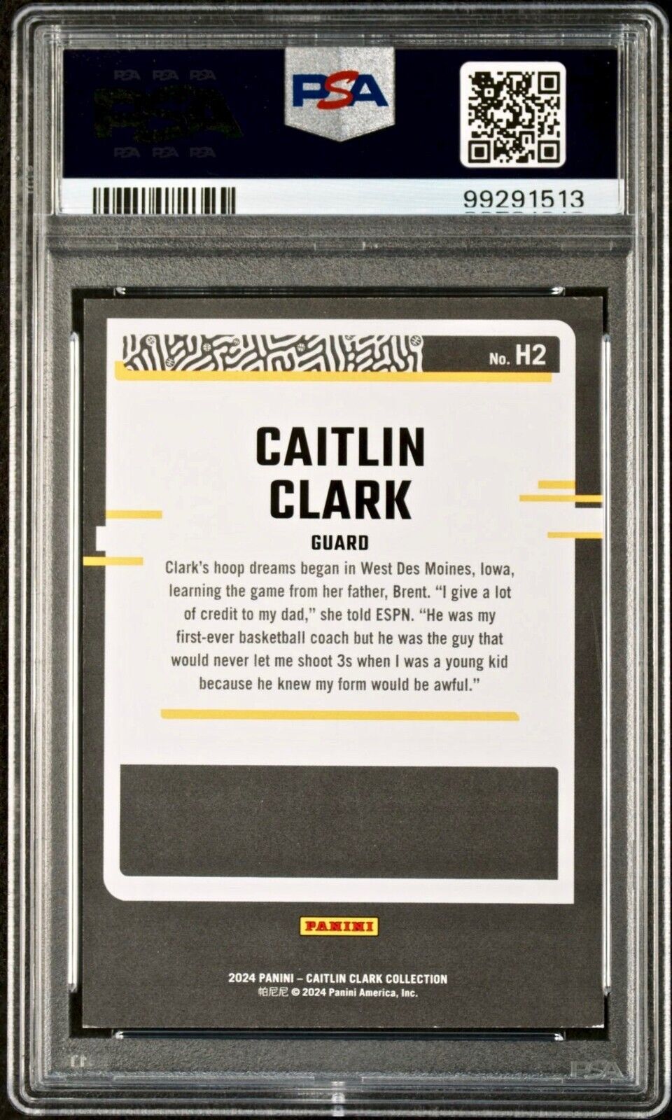 Caitlin Clark 2024 Panini Donruss Highlights Parallel #H2 Basketball Card PSA 7