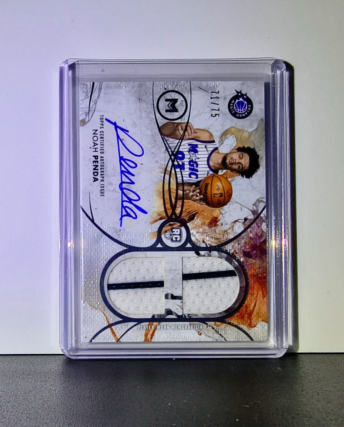 Noah Penda Rookie Patch Auto 2025-26 NBA Topps Motif #RDRA-NP Card 71/75 Magic