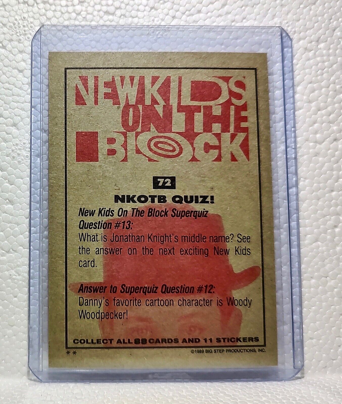 NKOTB Quiz! 1989 New Kids on the Block #72 Trading Card