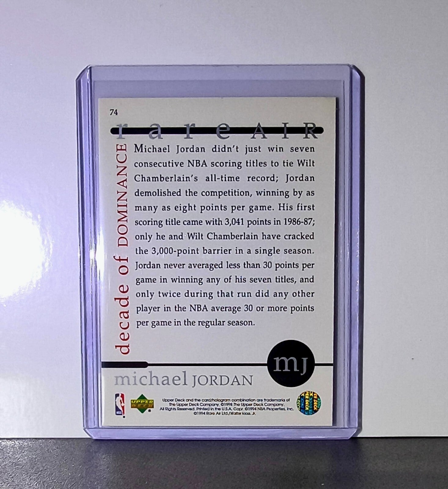 Michael Jordan 1994 Upper Deck Decade of Dominance #74 Card Chicago Bulls